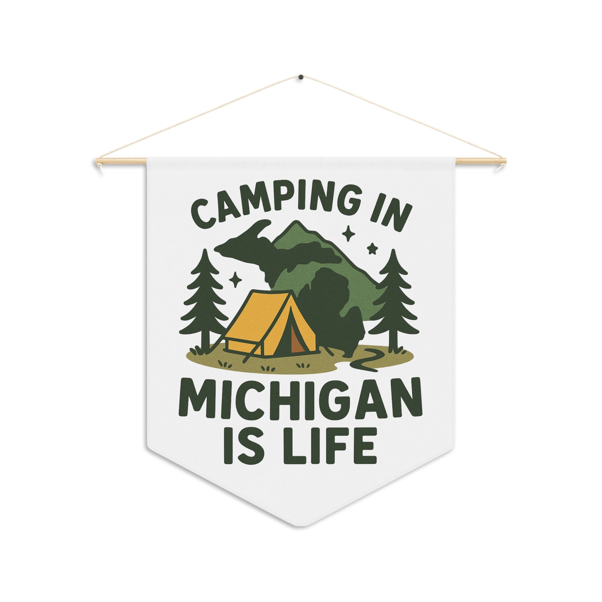 Camping Pennant Wall Banner, Michigan Decor, Outdoor Living, Adventure Gift, Nature Wall Art, Camping Vibe Home Decor