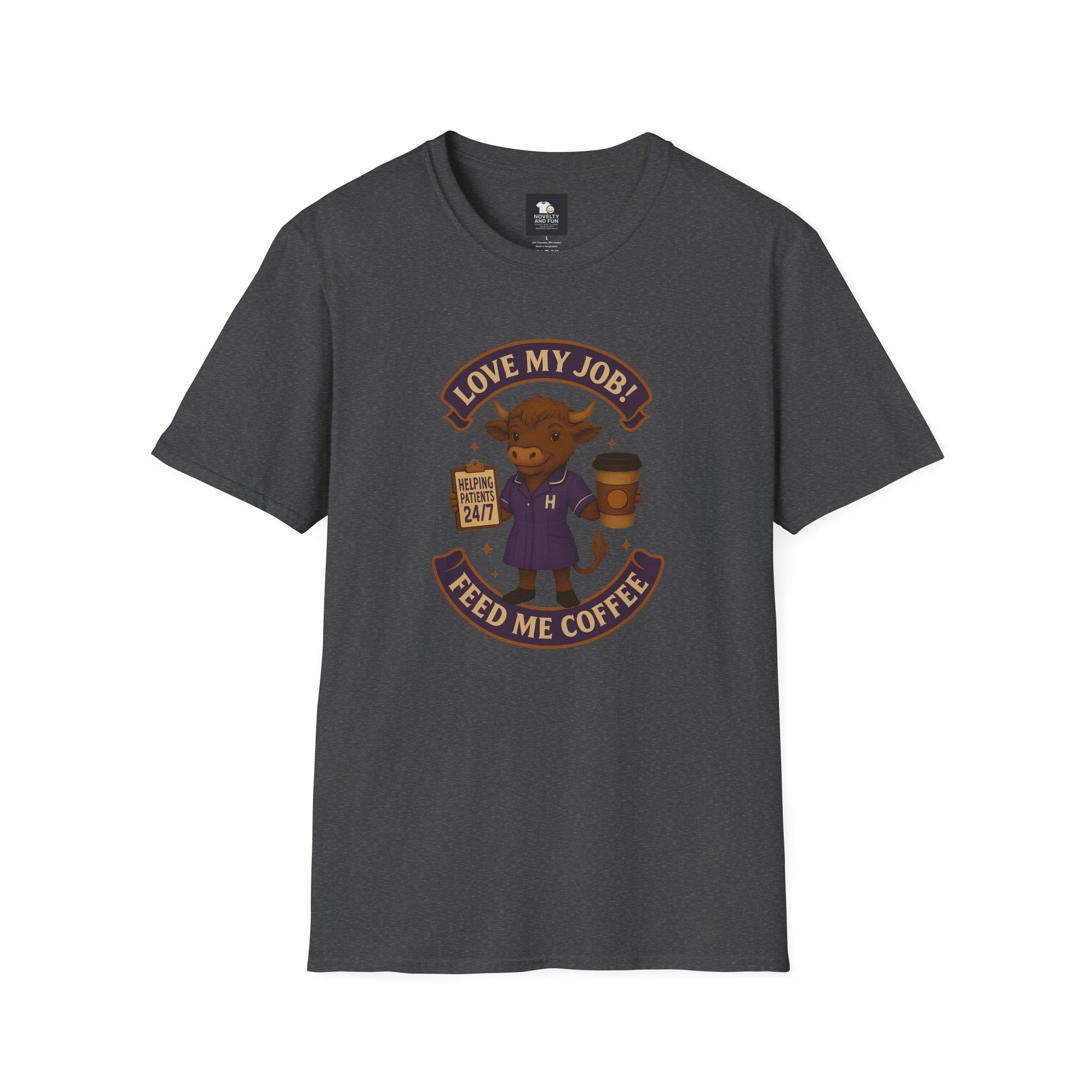 HCA Coffee Lover's Unisex T-Shirt, Funny Highland Cow Design