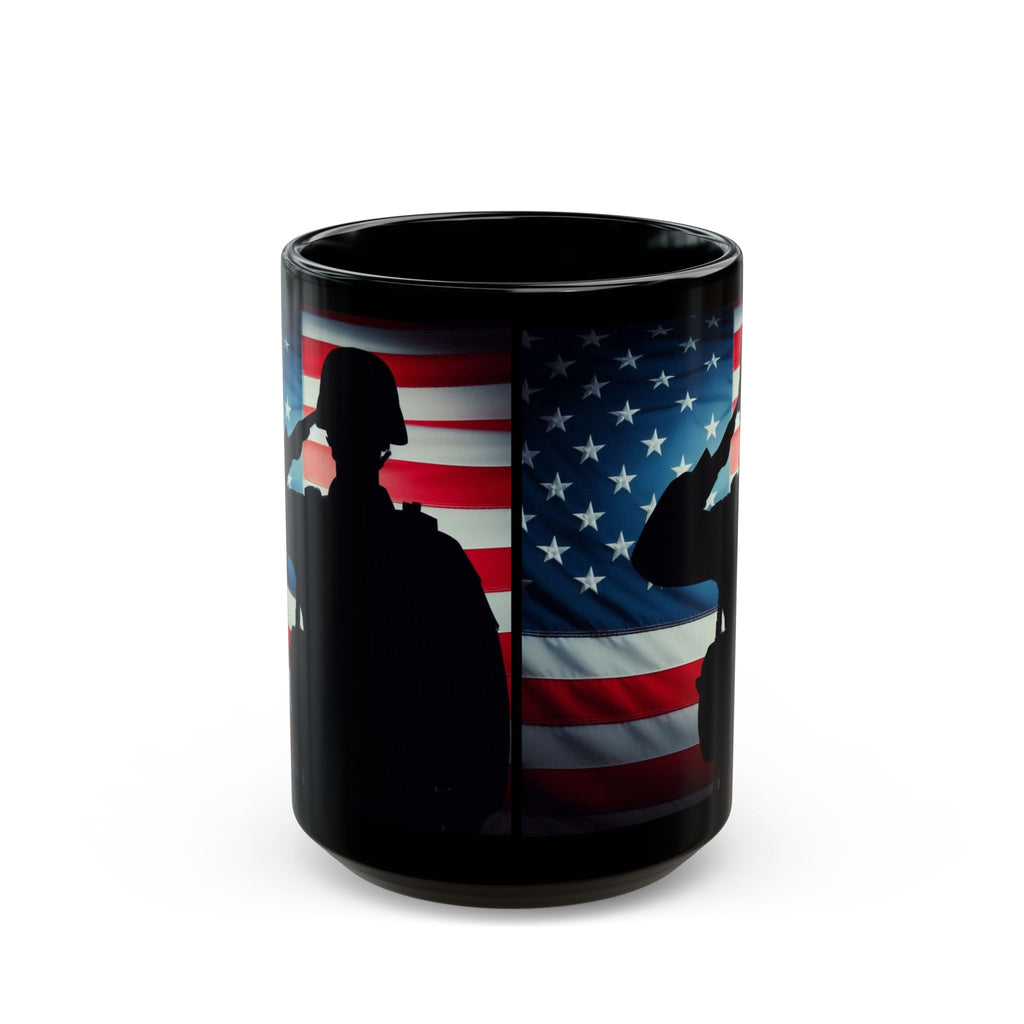 Salute to Service Black Mug - Veteran, Military Tribute, Coffee Lover Gift