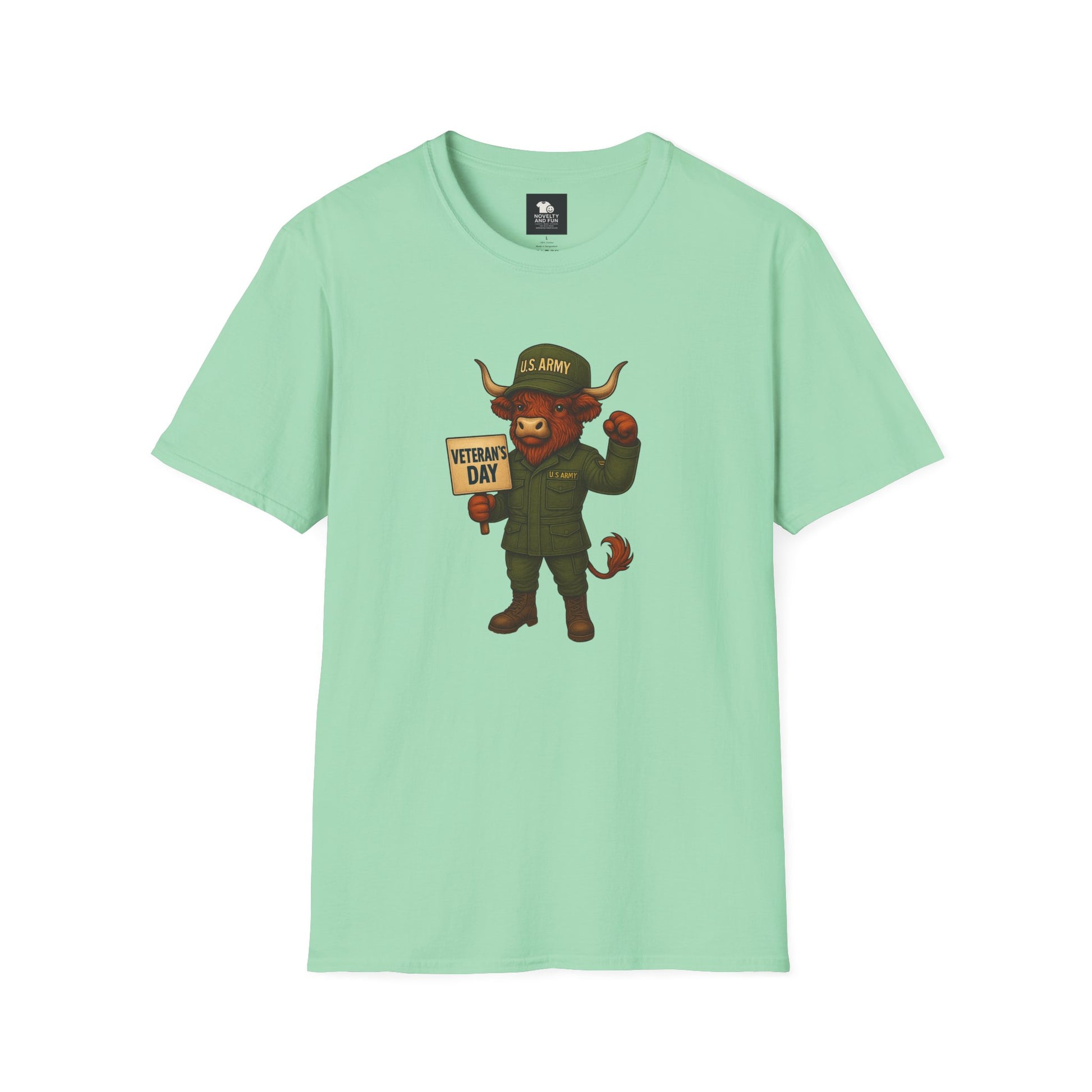 Veteran's Day Army Highland Cow T-Shirt