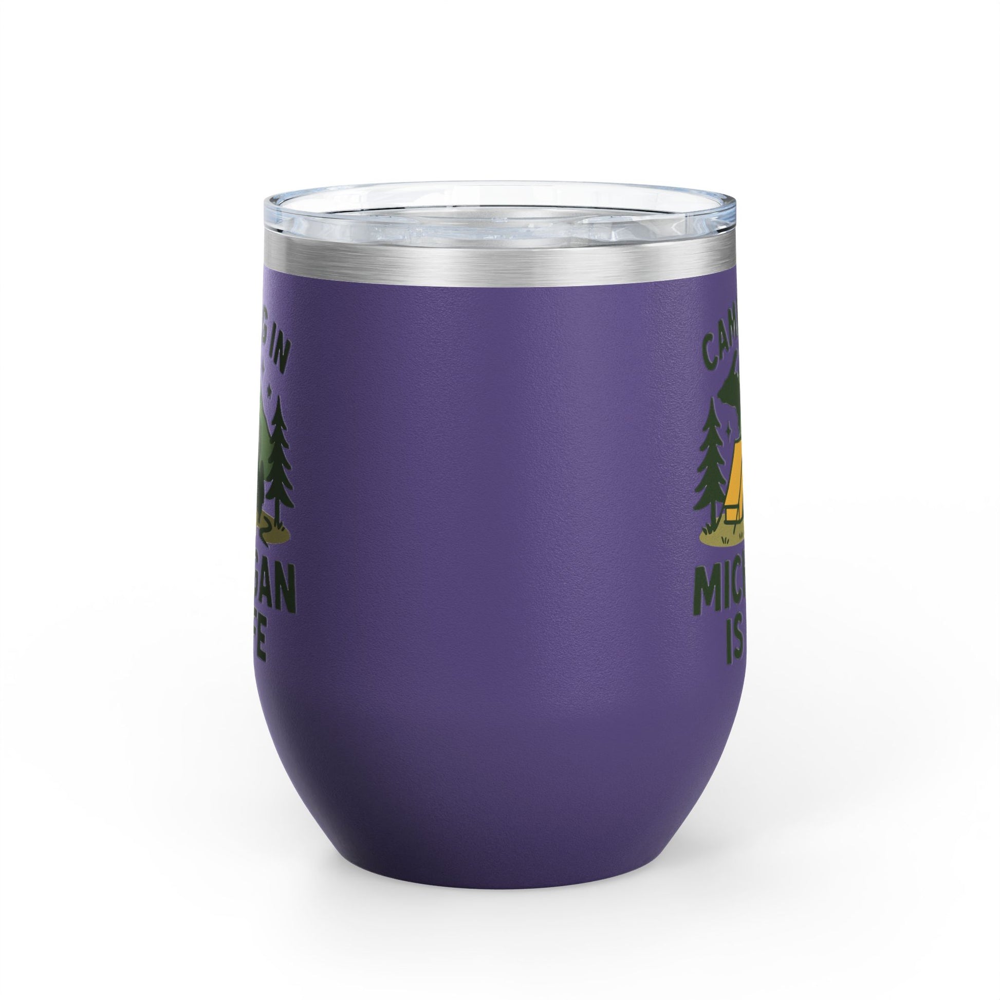 Camping in Michigan Wine Tumbler, 12oz - Perfect for Outdoor Lovers, Gifts for Campers, Travel Mug, Summer Picnics, Adventure Awaits