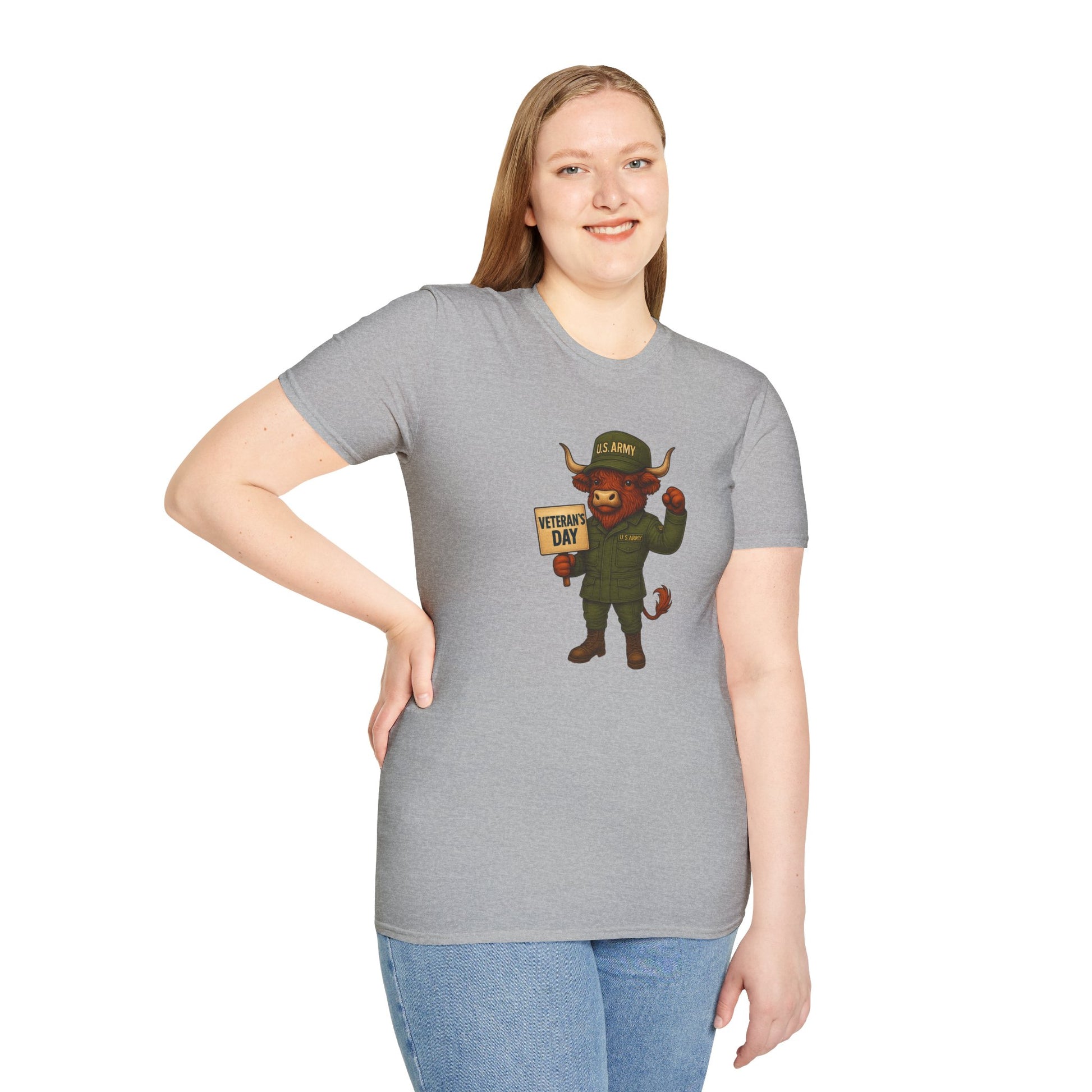 Veteran's Day Army Highland Cow T-Shirt