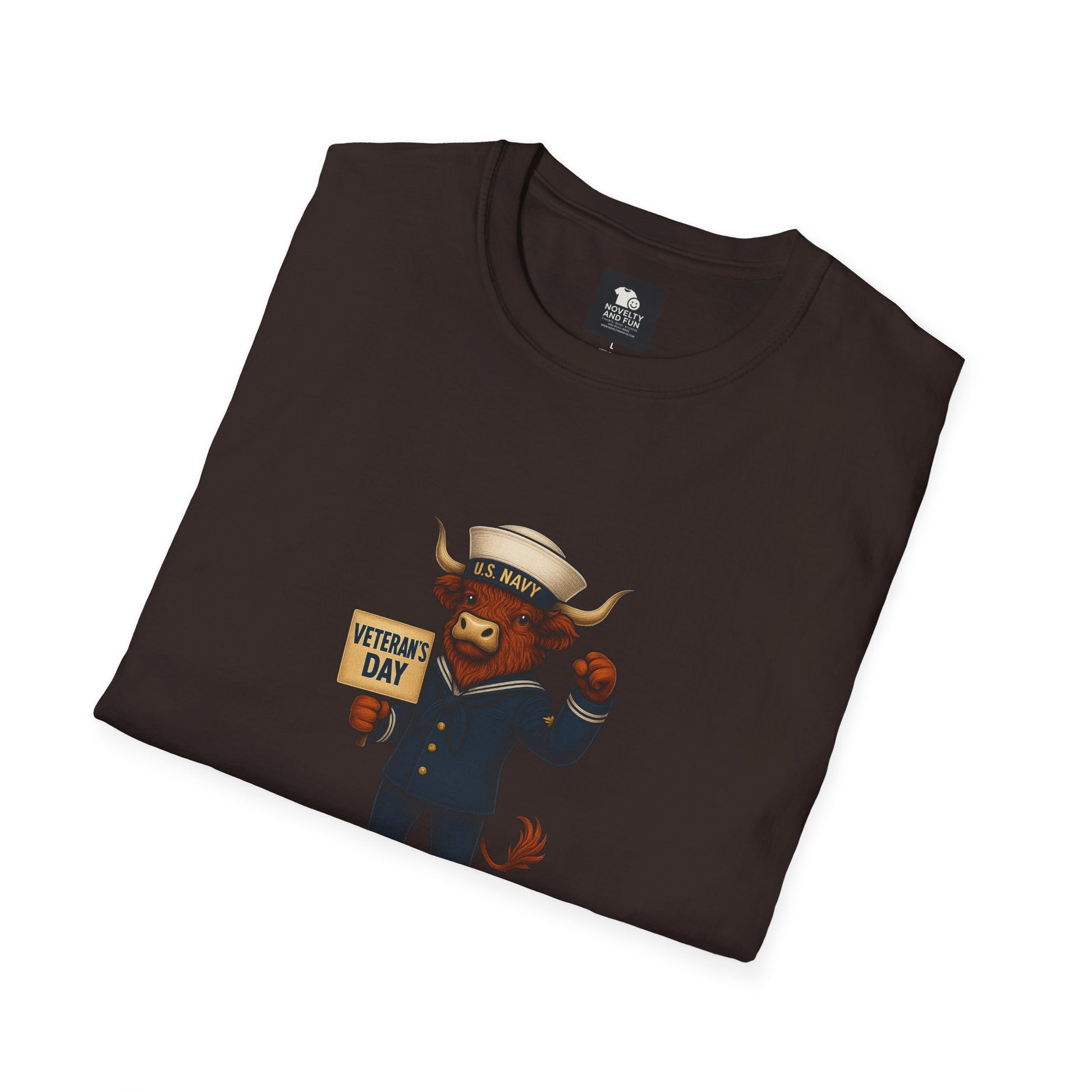Veteran's Day Navy Highland Cow T-Shirt