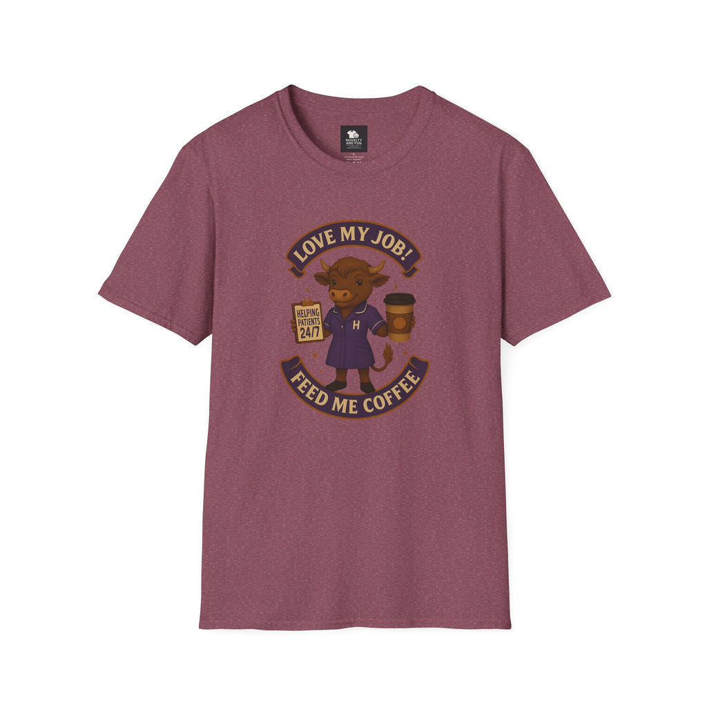HCA Coffee Lover's Unisex T-Shirt, Funny Highland Cow Design