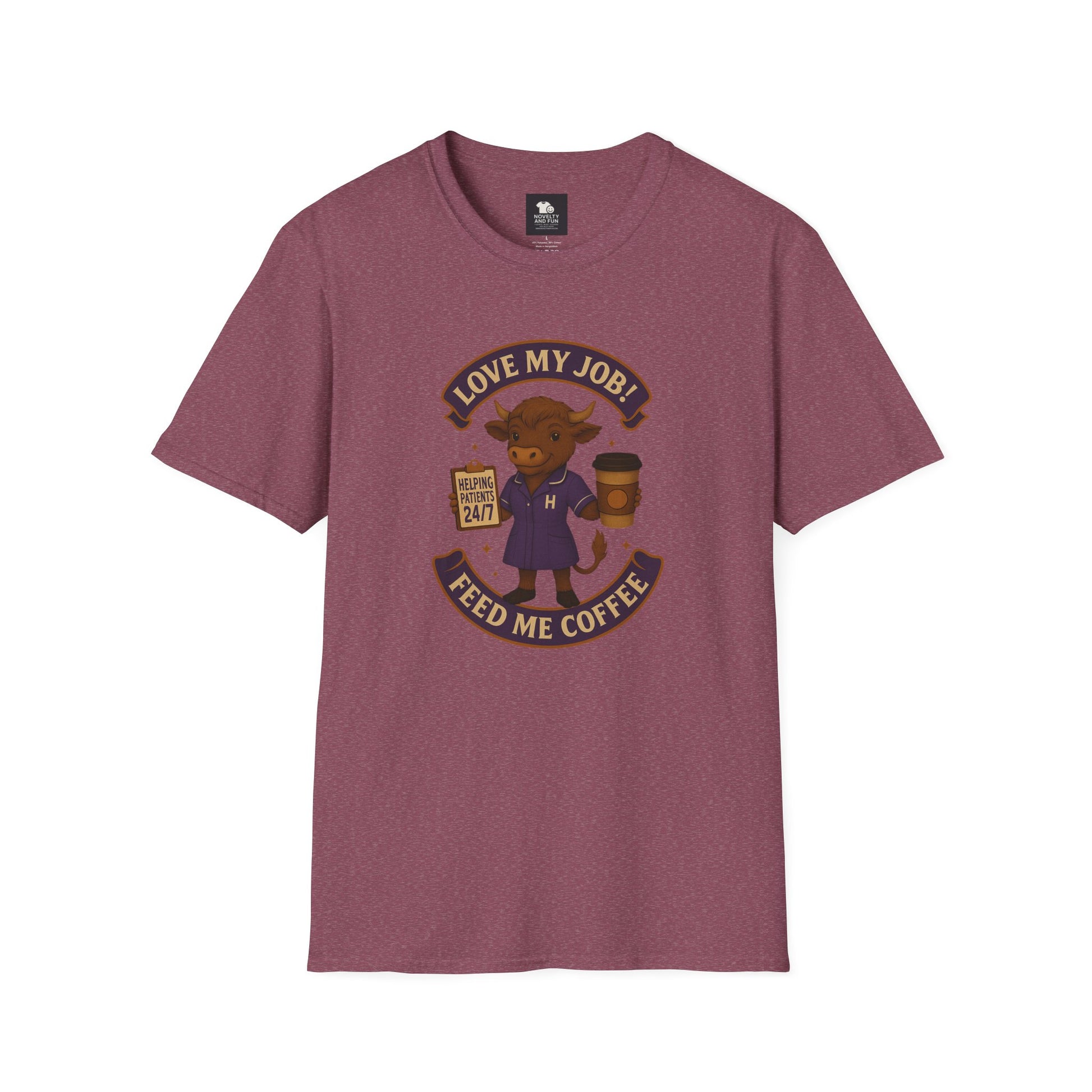 HCA Coffee Lover's Unisex T-Shirt, Funny Highland Cow Design