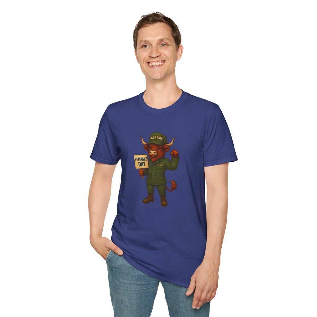 Veteran's Day Army Highland Cow T-Shirt