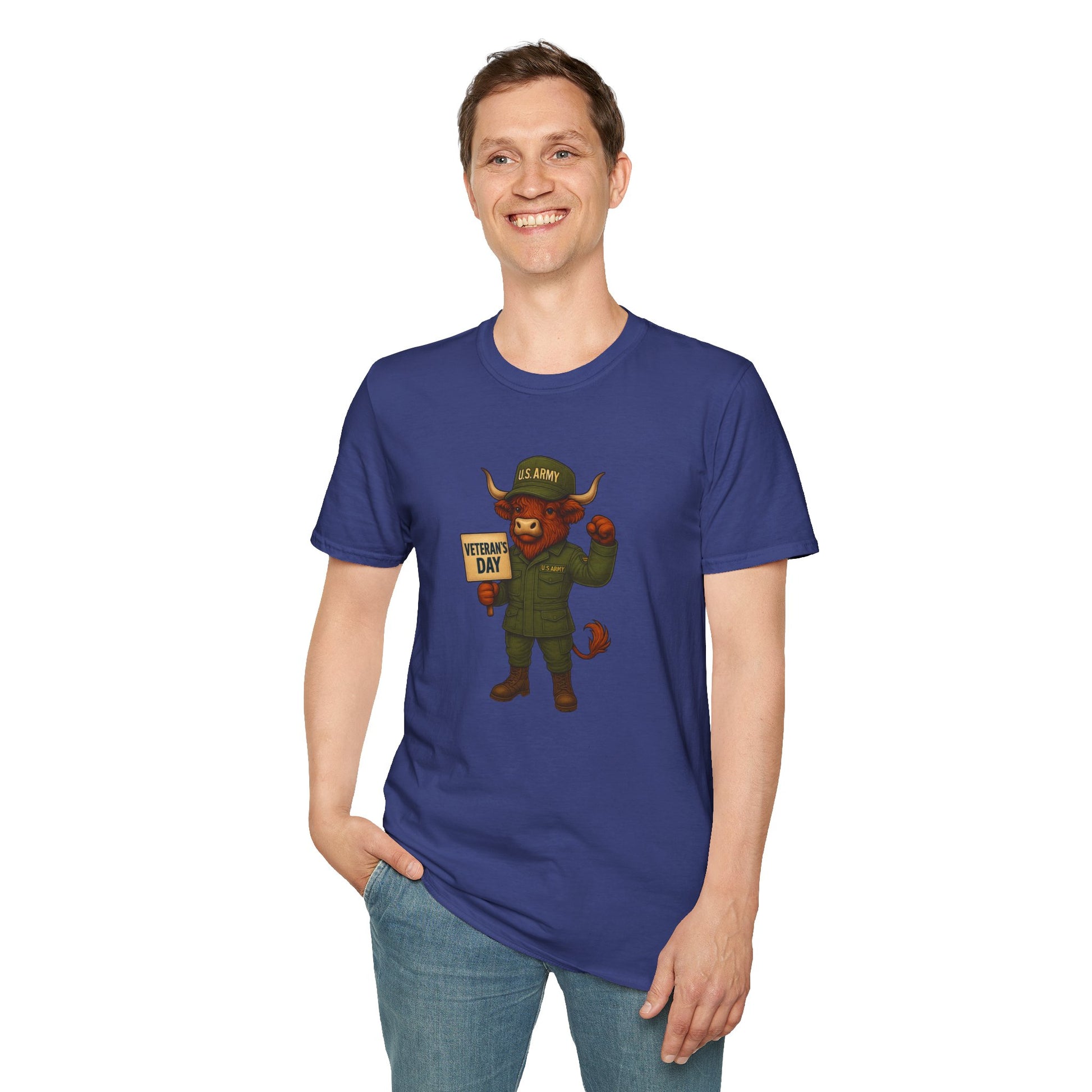 Veteran's Day Army Highland Cow T-Shirt