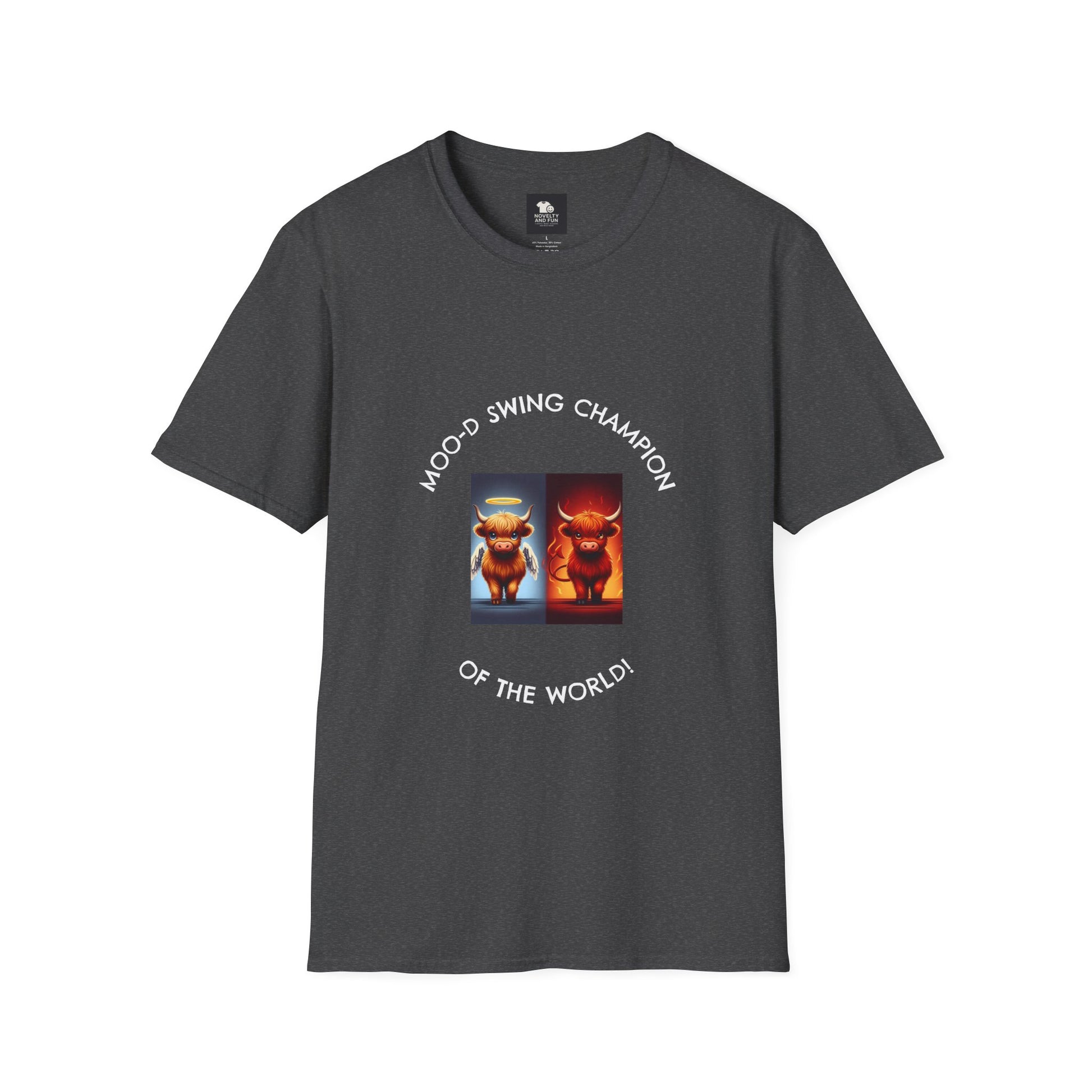 Highland Cow Mood Swings Tee - Holy Cow, Hell No, Fun Shirt, Cow Lover Gift,