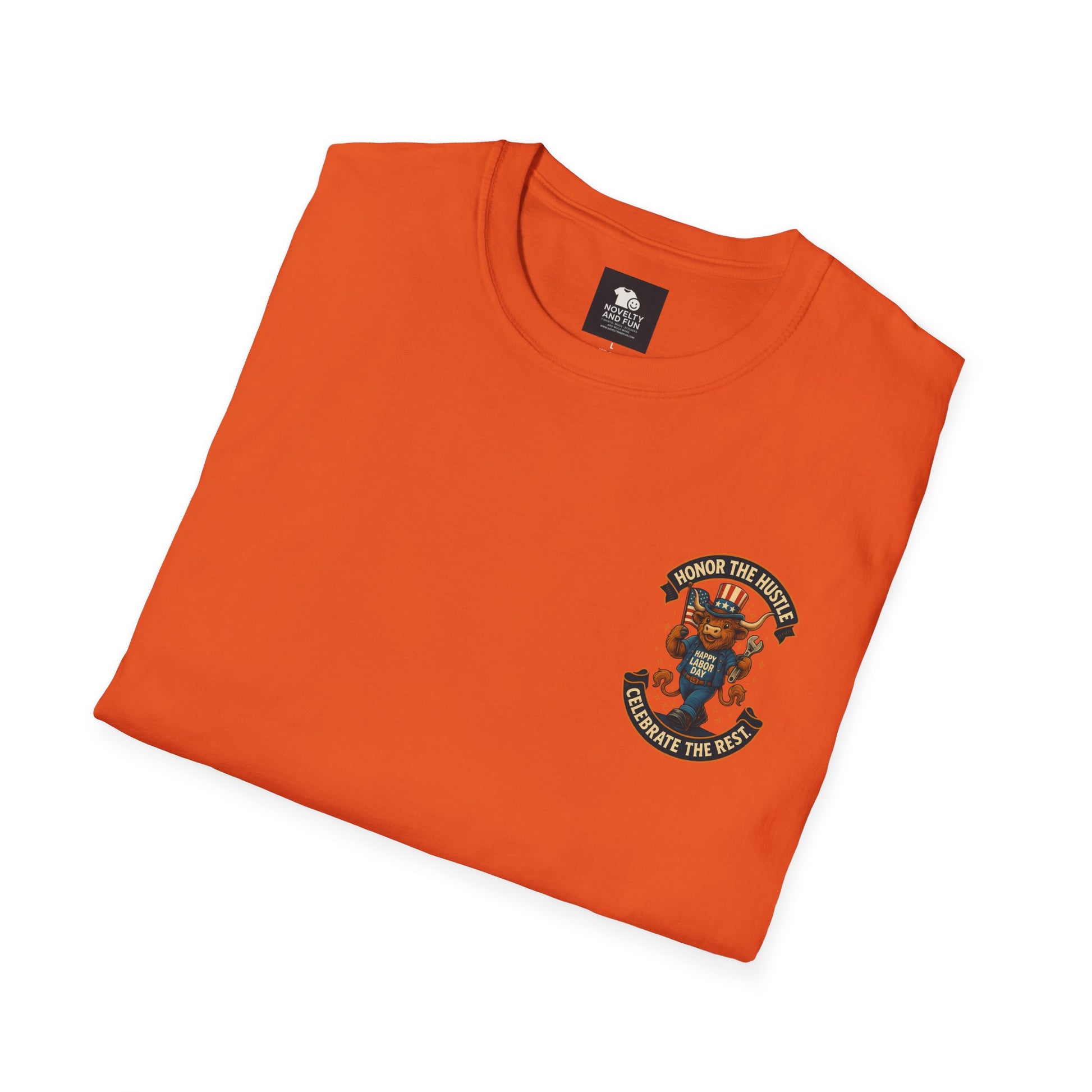 Celebrate Labor Day with Our Happy Highland Cow T-Shirt Front and Back!