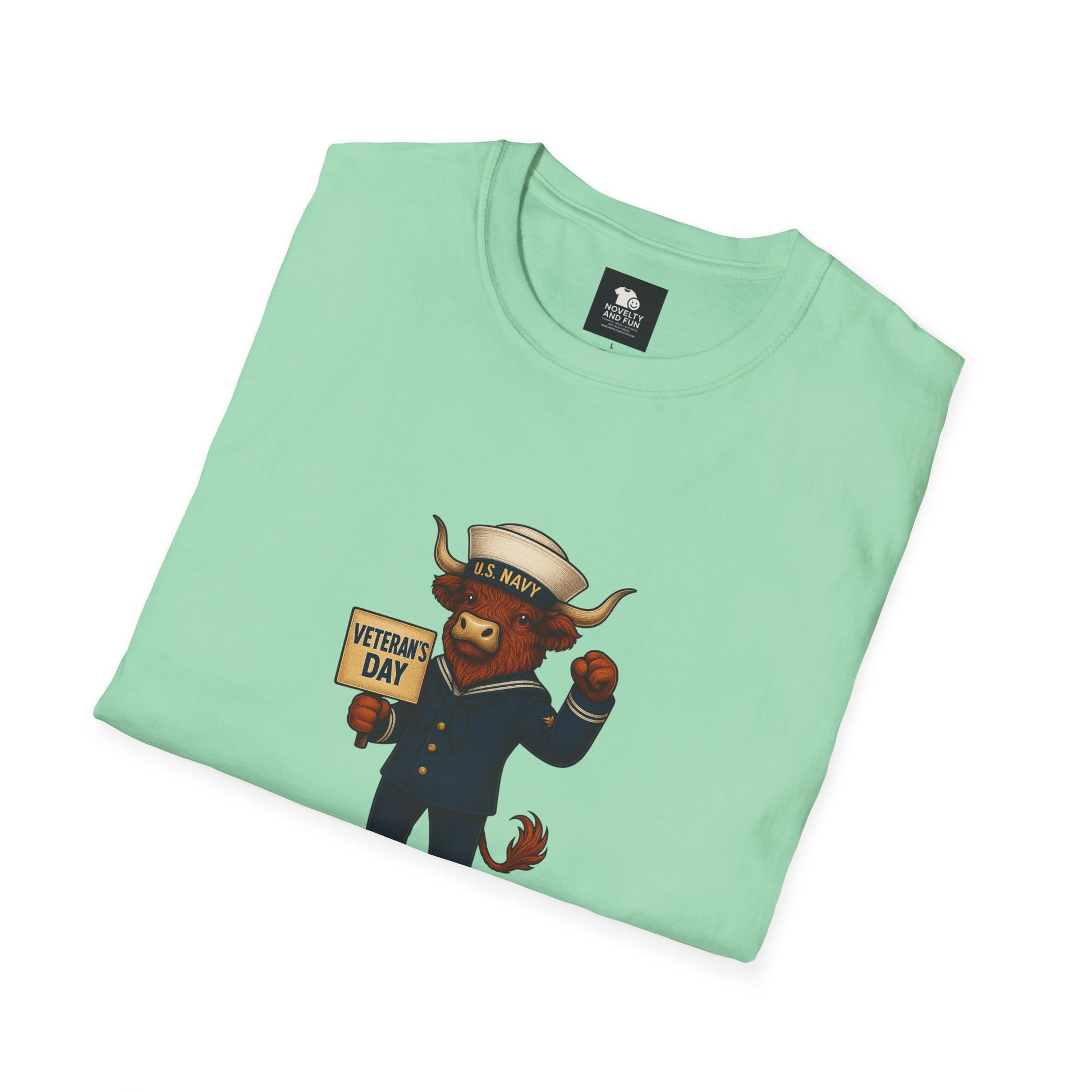 Veteran's Day Navy Highland Cow T-Shirt