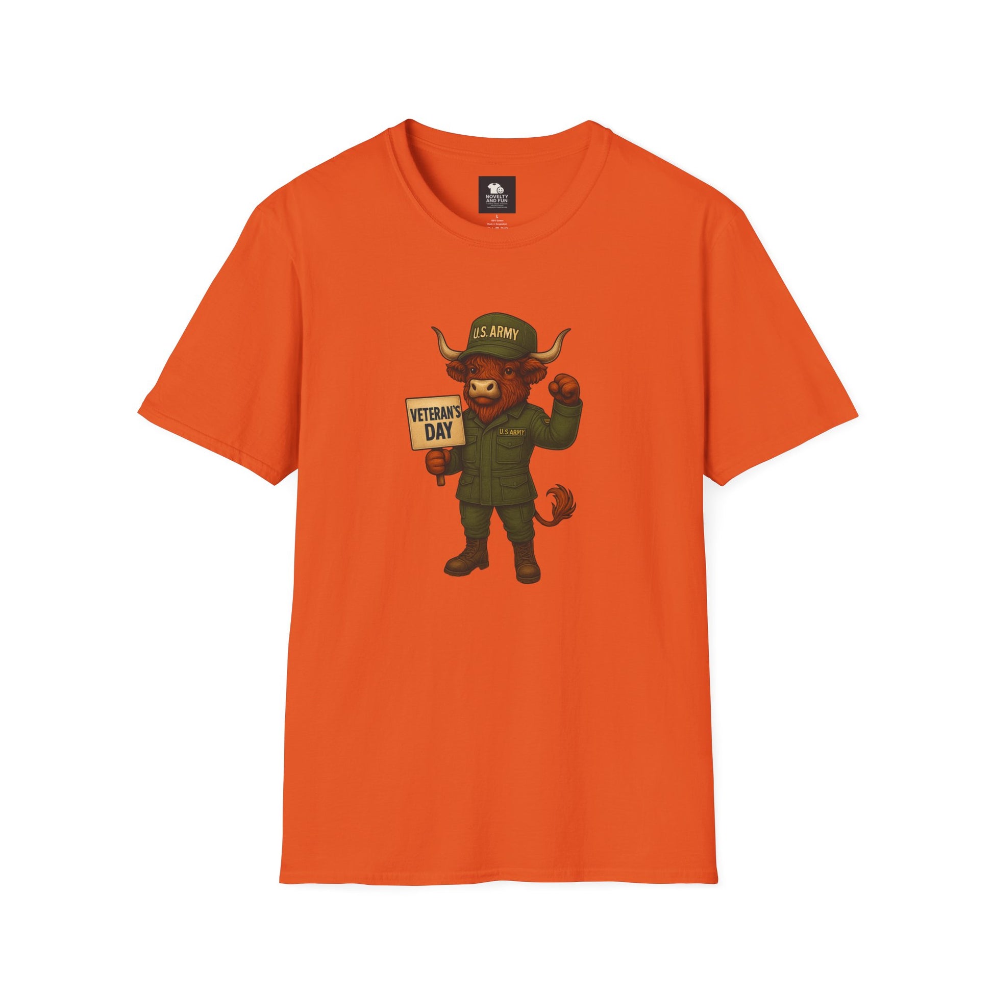 Veteran's Day Army Highland Cow T-Shirt
