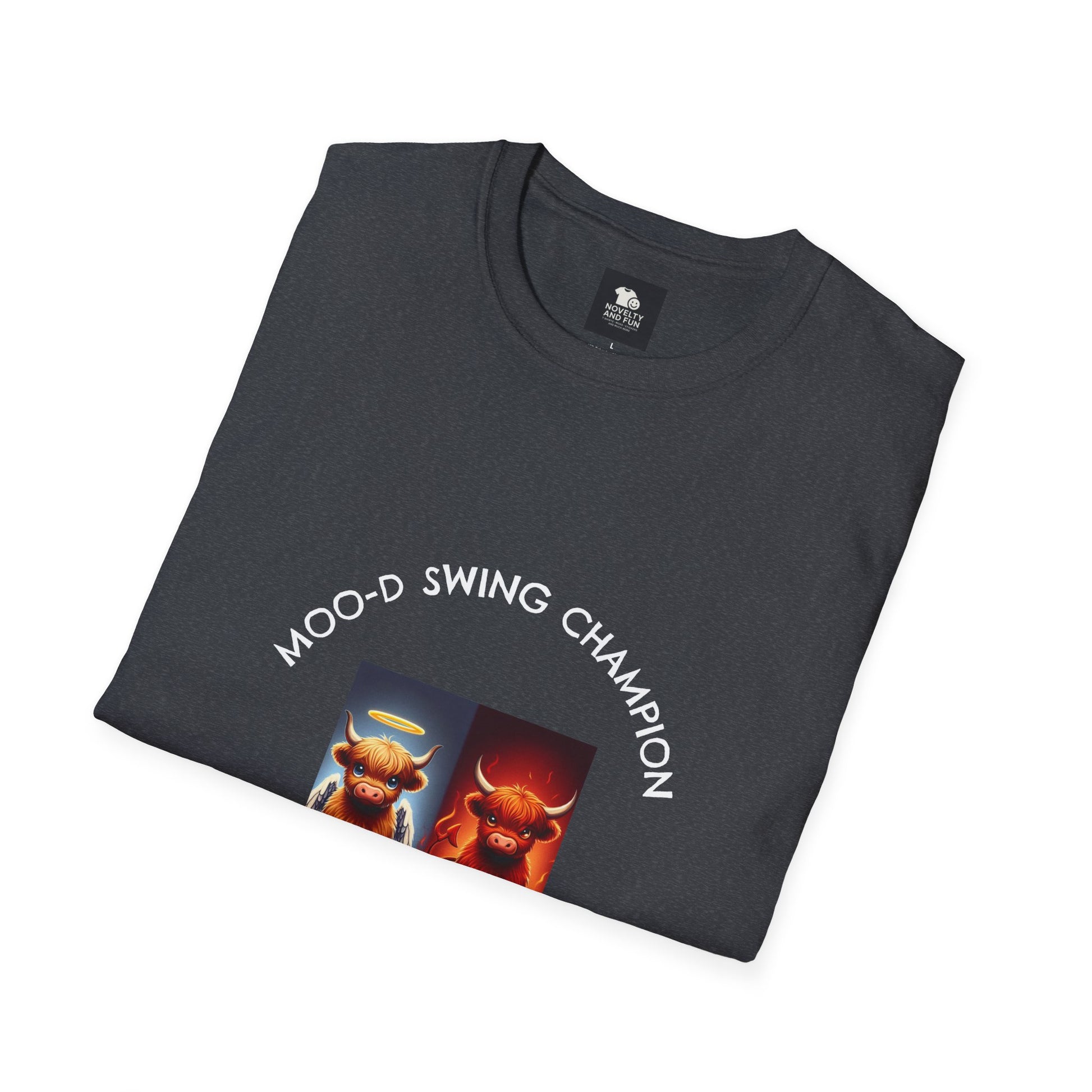 Highland Cow Mood Swings Tee - Holy Cow, Hell No, Fun Shirt, Cow Lover Gift,