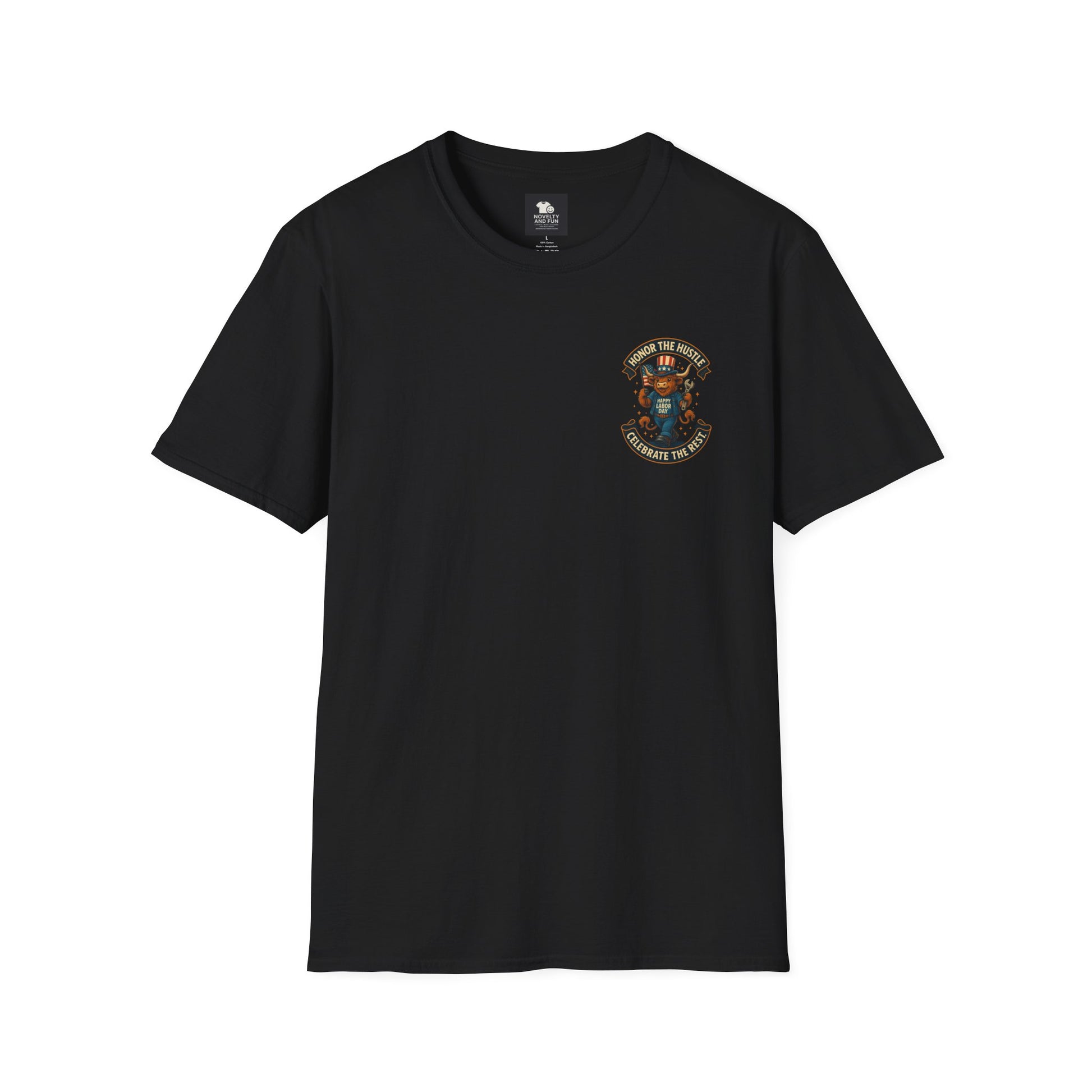 Celebrate Labor Day with Our Happy Highland Cow T-Shirt Front and Back!