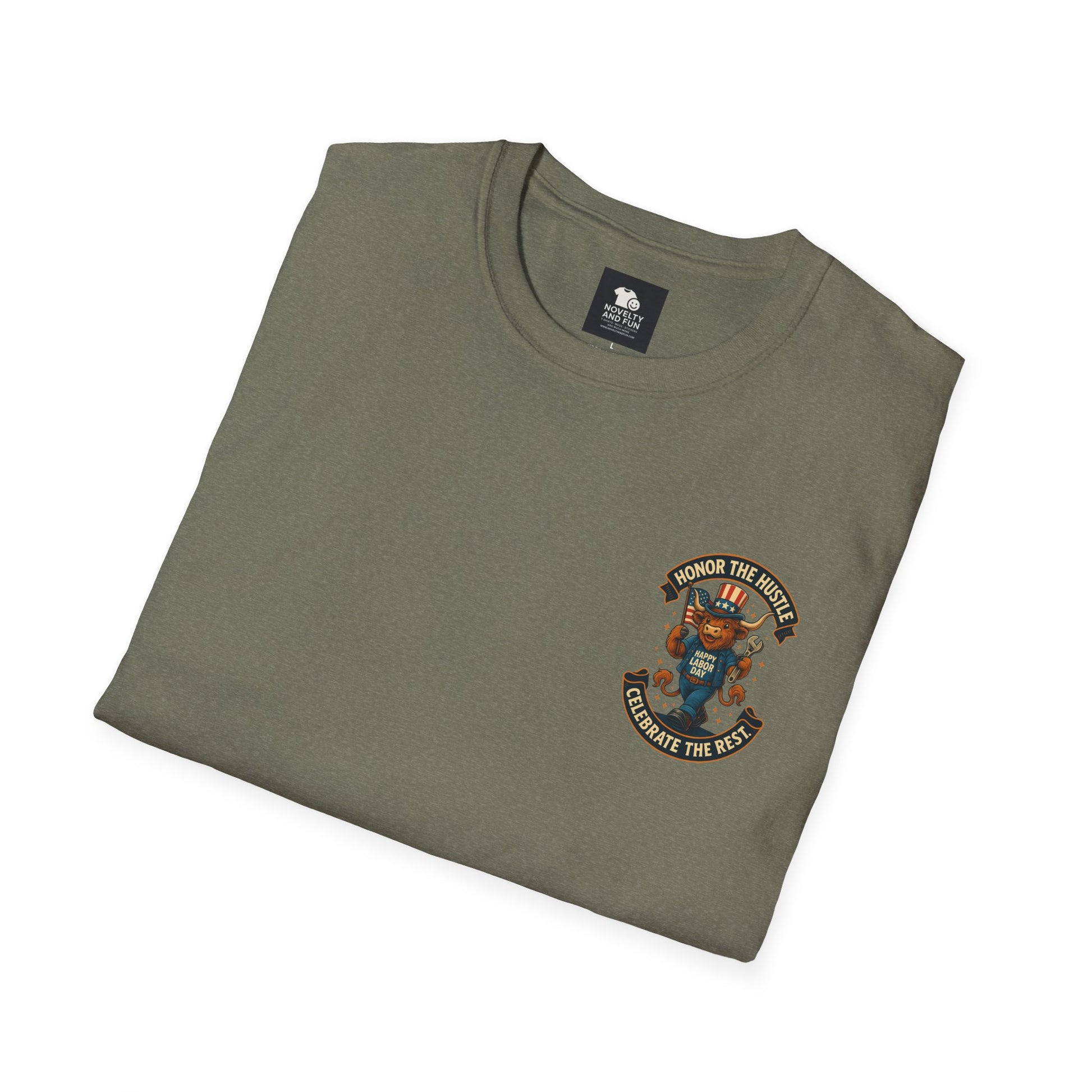 Celebrate Labor Day with Our Happy Highland Cow T-Shirt Front and Back!