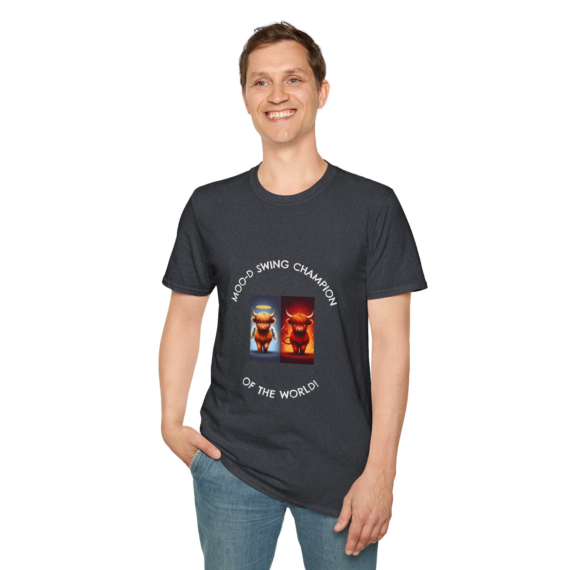 Highland Cow Mood Swings Tee - Holy Cow, Hell No, Fun Shirt, Cow Lover Gift,