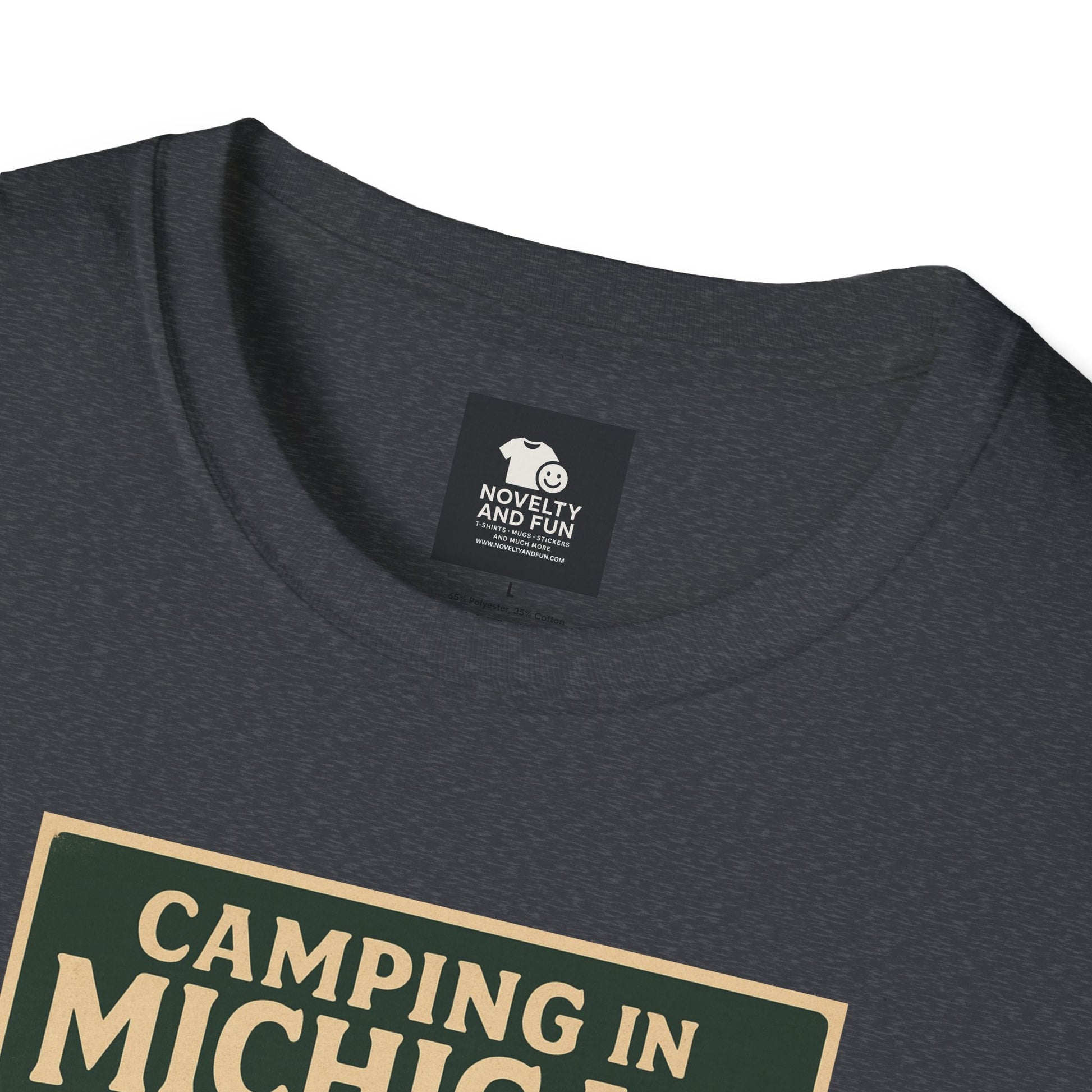 Camping in Michigan Unisex Softstyle T-Shirt, Outdoor Adventure Shirt, Ideal Gift for Campers, Nature Lovers, Summer Fun