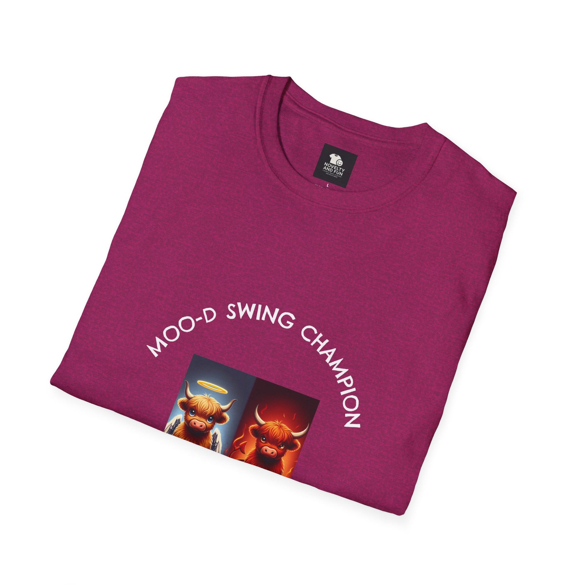 Highland Cow Mood Swings Tee - Holy Cow, Hell No, Fun Shirt, Cow Lover Gift,
