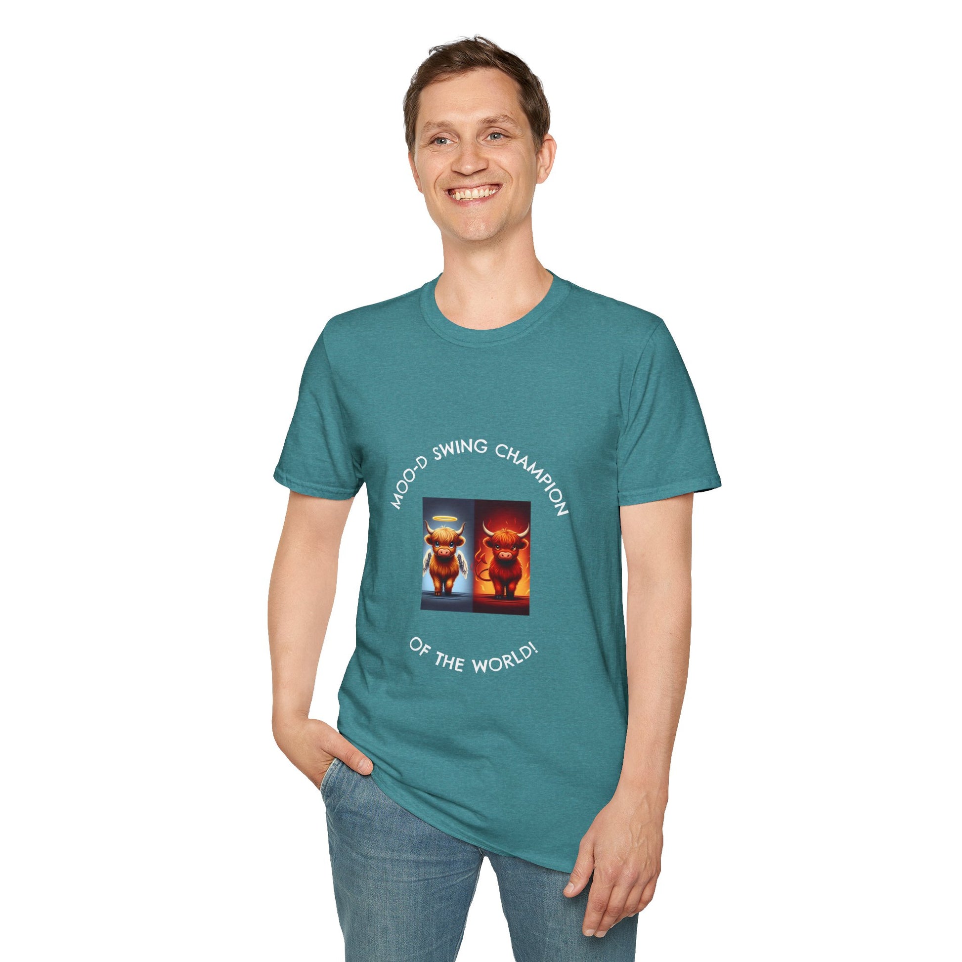 Highland Cow Mood Swings Tee - Holy Cow, Hell No, Fun Shirt, Cow Lover Gift,