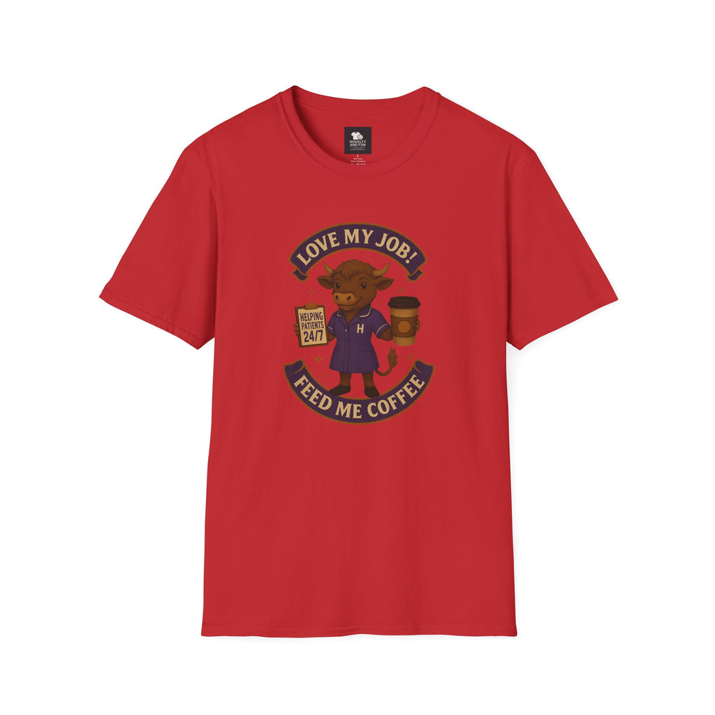 HCA Coffee Lover's Unisex T-Shirt, Funny Highland Cow Design