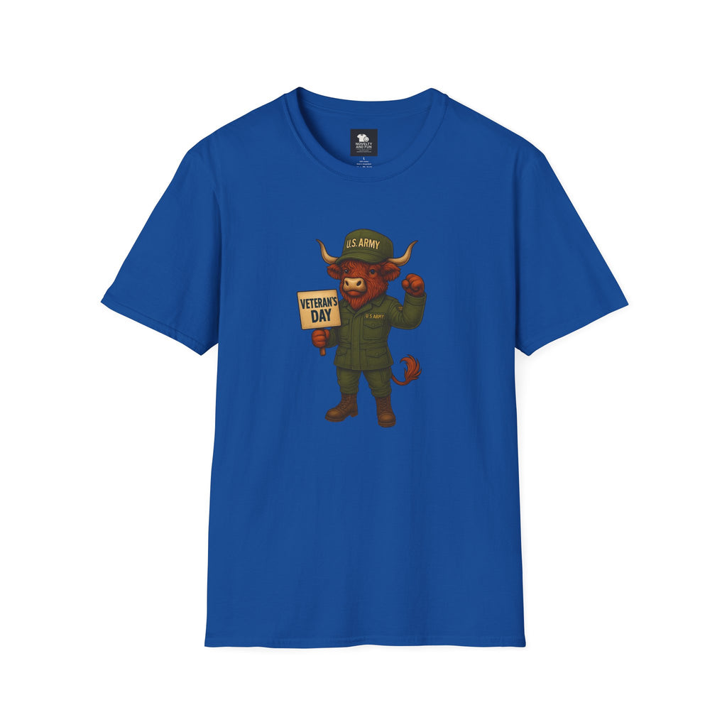 Veteran's Day Army Highland Cow T-Shirt