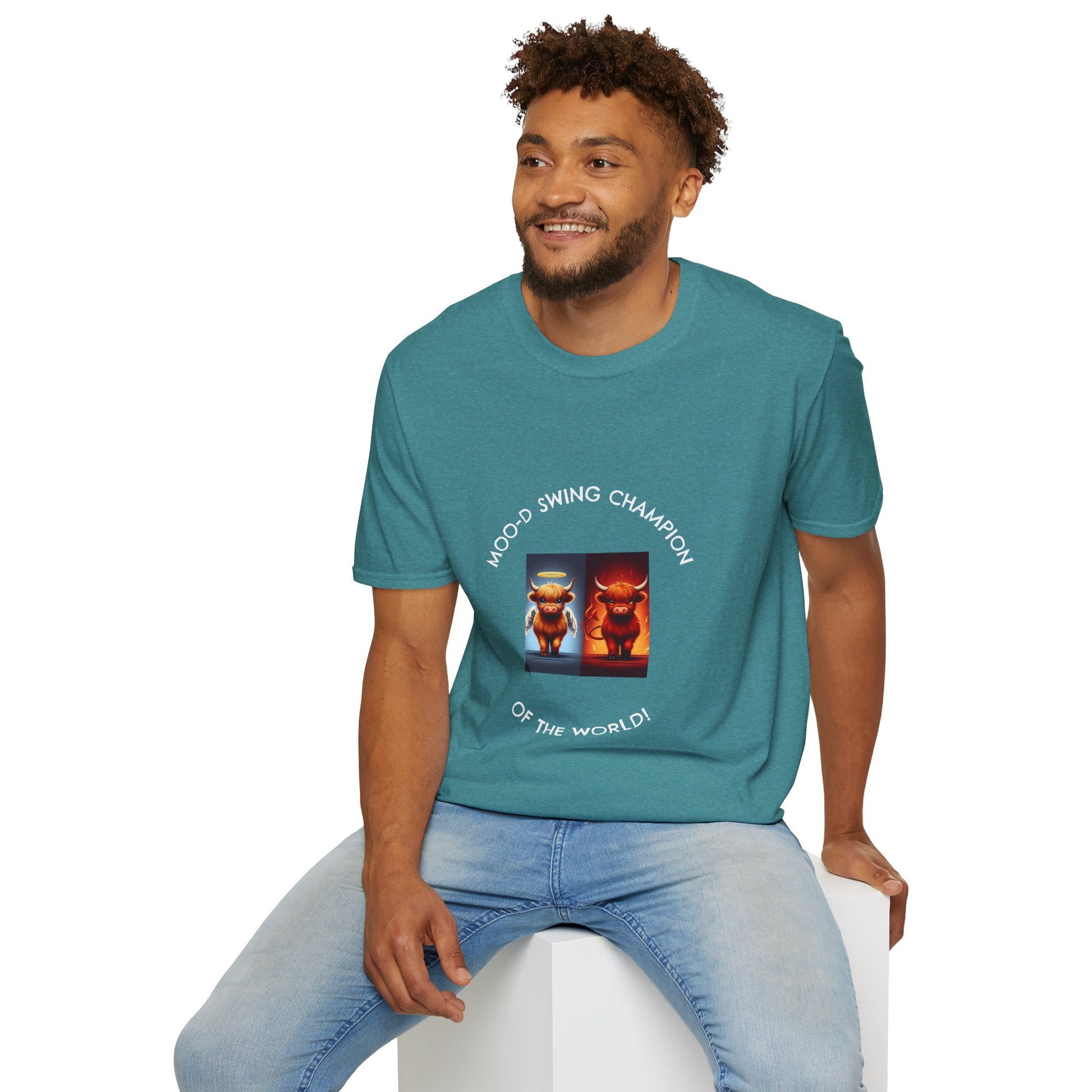 Highland Cow Mood Swings Tee - Holy Cow, Hell No, Fun Shirt, Cow Lover Gift,