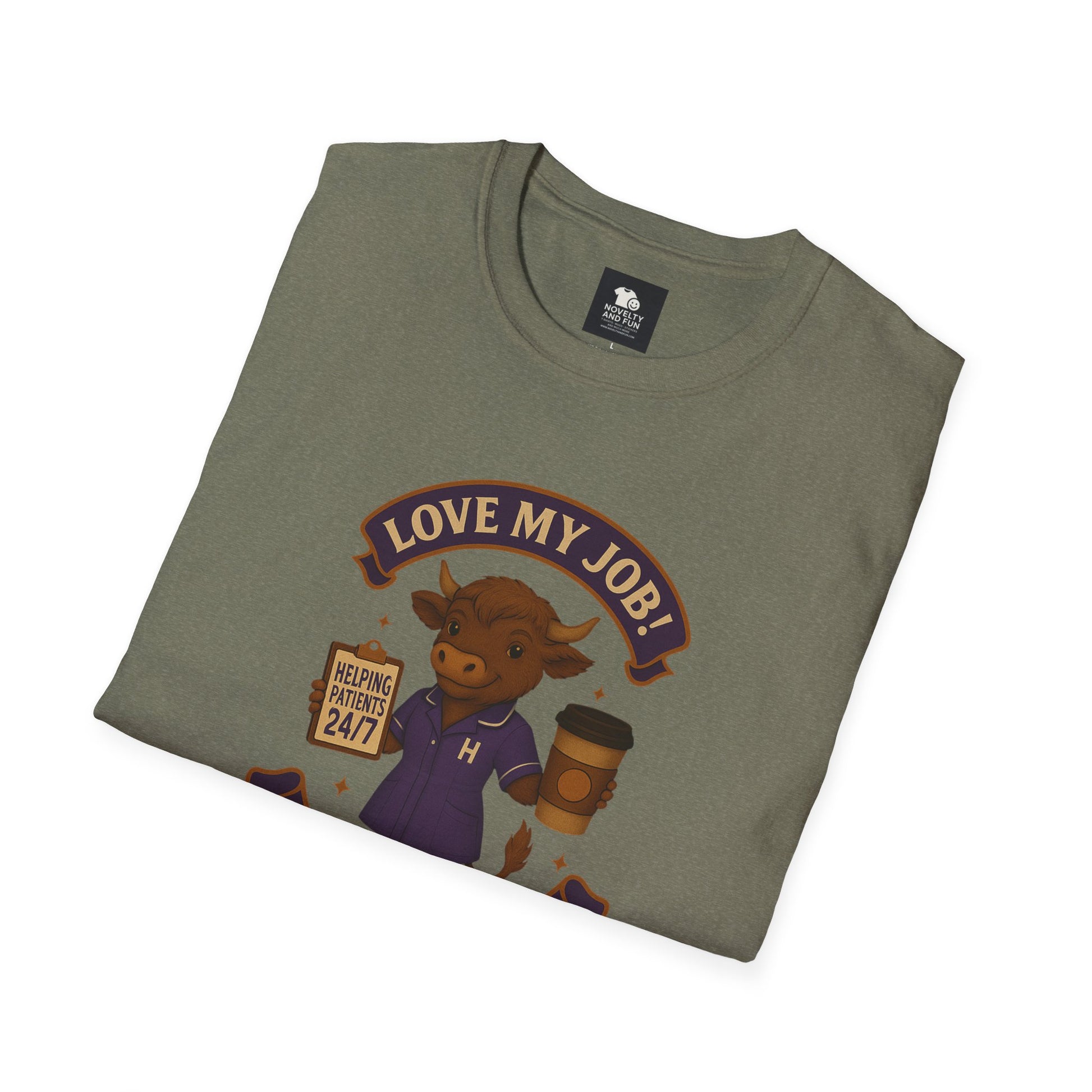 HCA Coffee Lover's Unisex T-Shirt, Funny Highland Cow Design