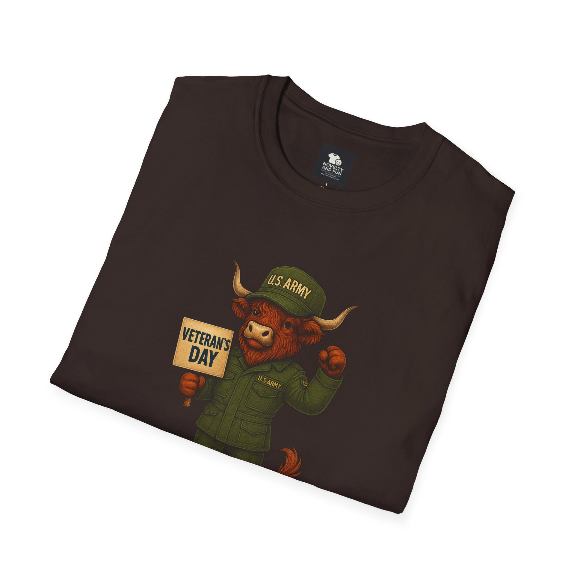 Veteran's Day Army Highland Cow T-Shirt