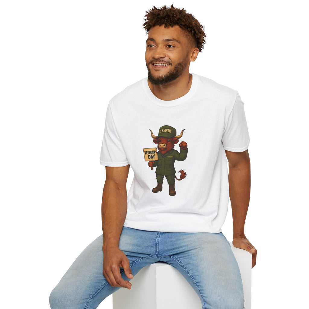 Veteran's Day Army Highland Cow T-Shirt