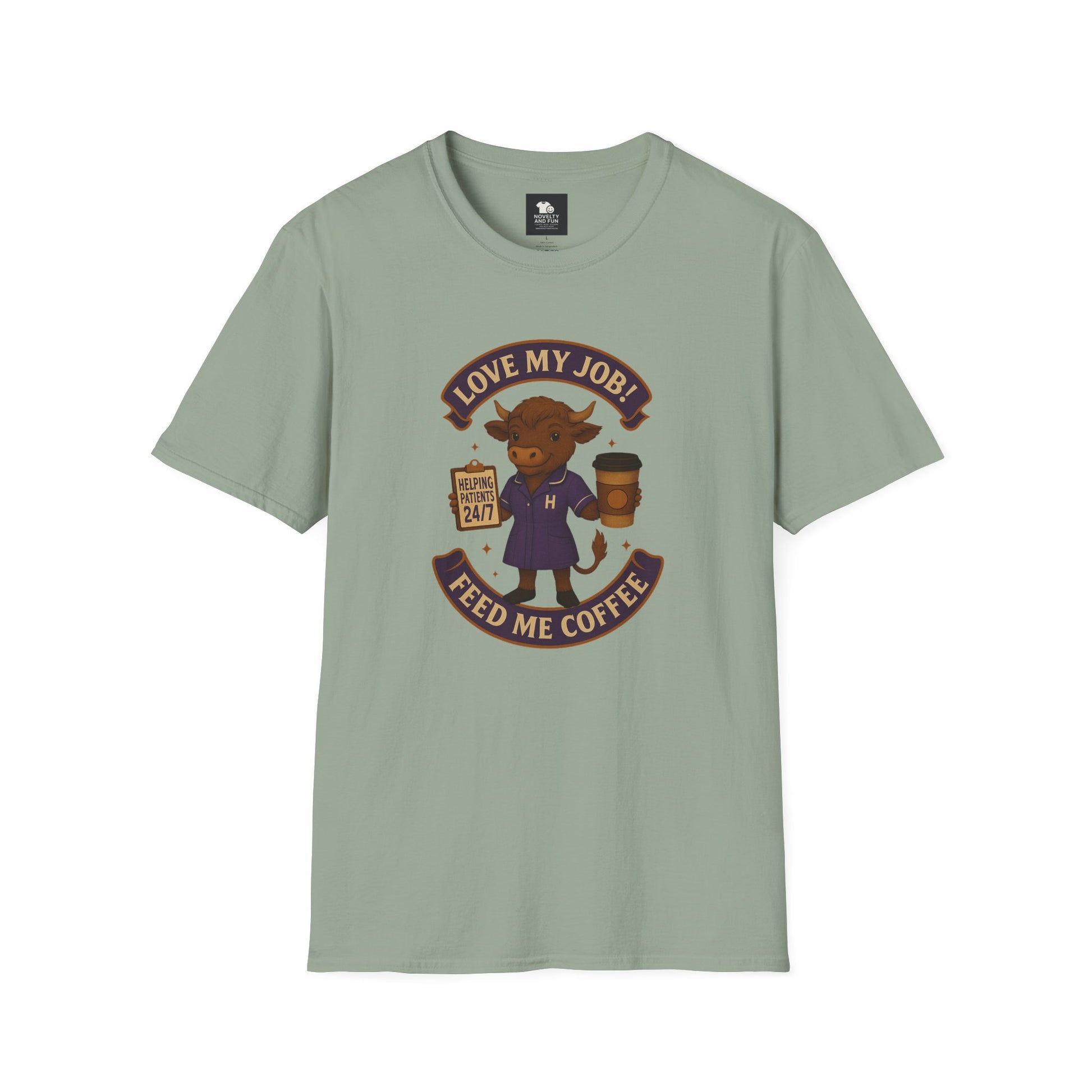 HCA Coffee Lover's Unisex T-Shirt, Funny Highland Cow Design