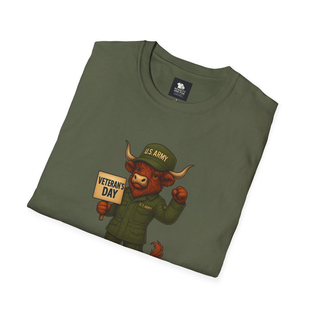 Veteran's Day Army Highland Cow T-Shirt
