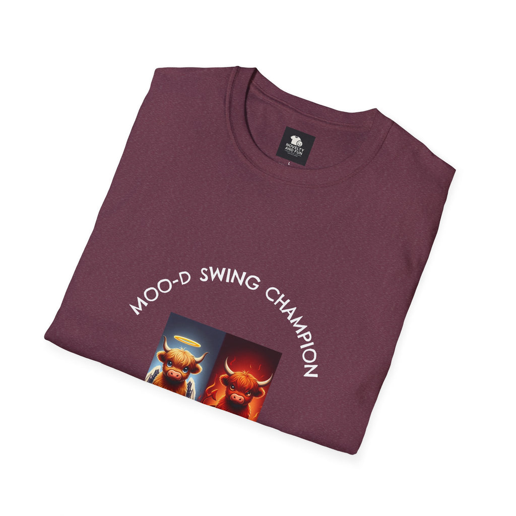 Highland Cow Mood Swings Tee - Holy Cow, Hell No, Fun Shirt, Cow Lover Gift,