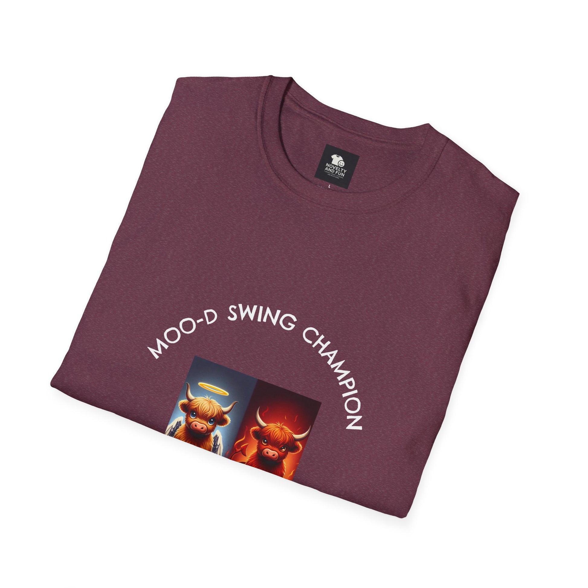 Highland Cow Mood Swings Tee - Holy Cow, Hell No, Fun Shirt, Cow Lover Gift,