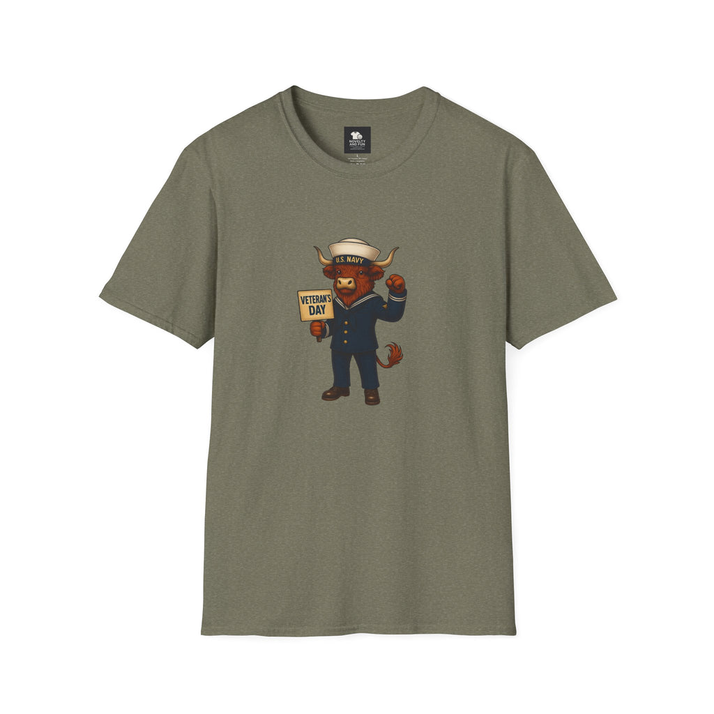 Veteran's Day Navy Highland Cow T-Shirt