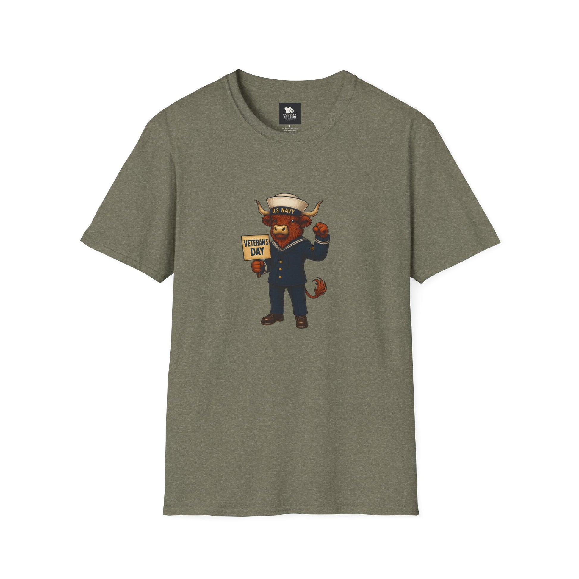 Veteran's Day Navy Highland Cow T-Shirt