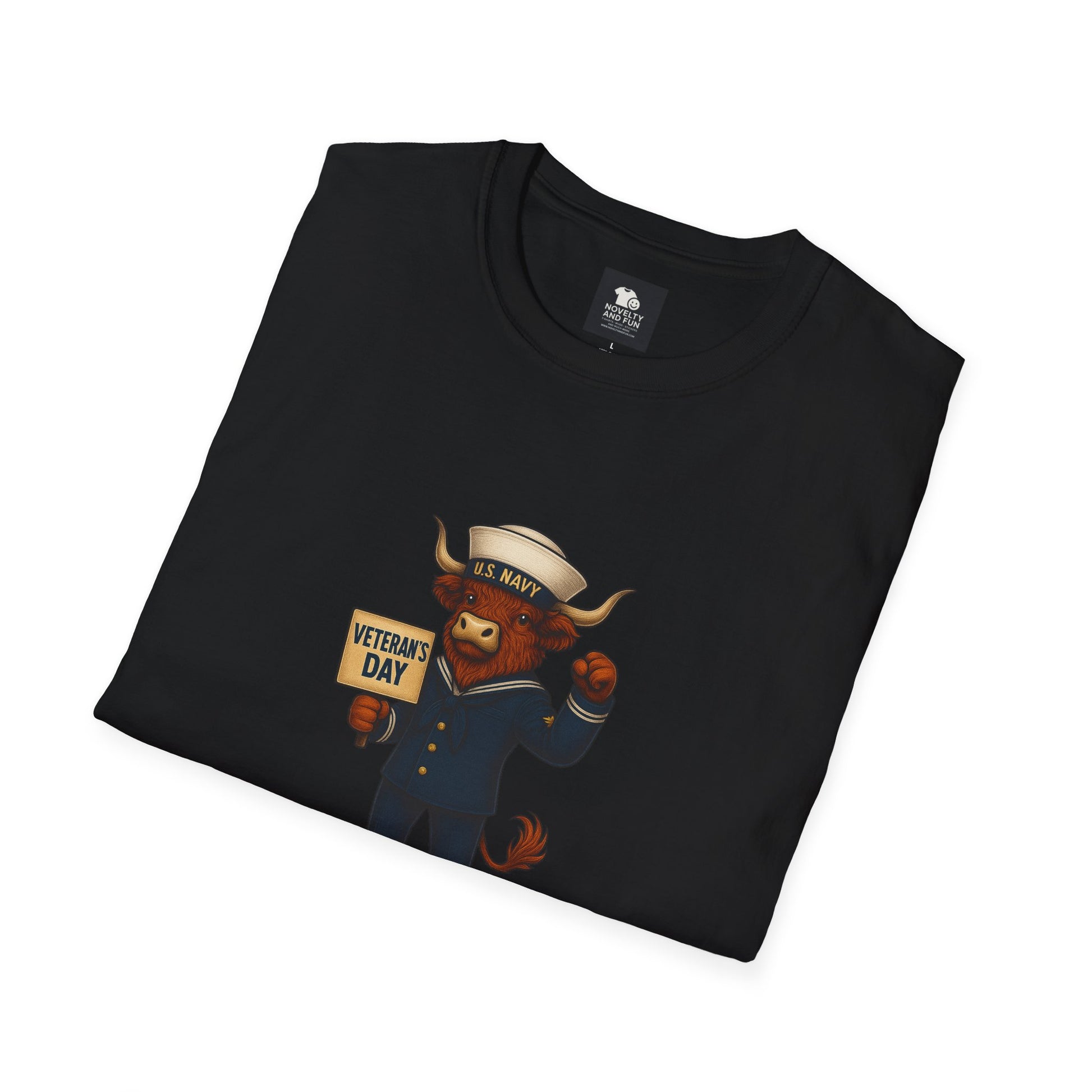 Veteran's Day Navy Highland Cow T-Shirt