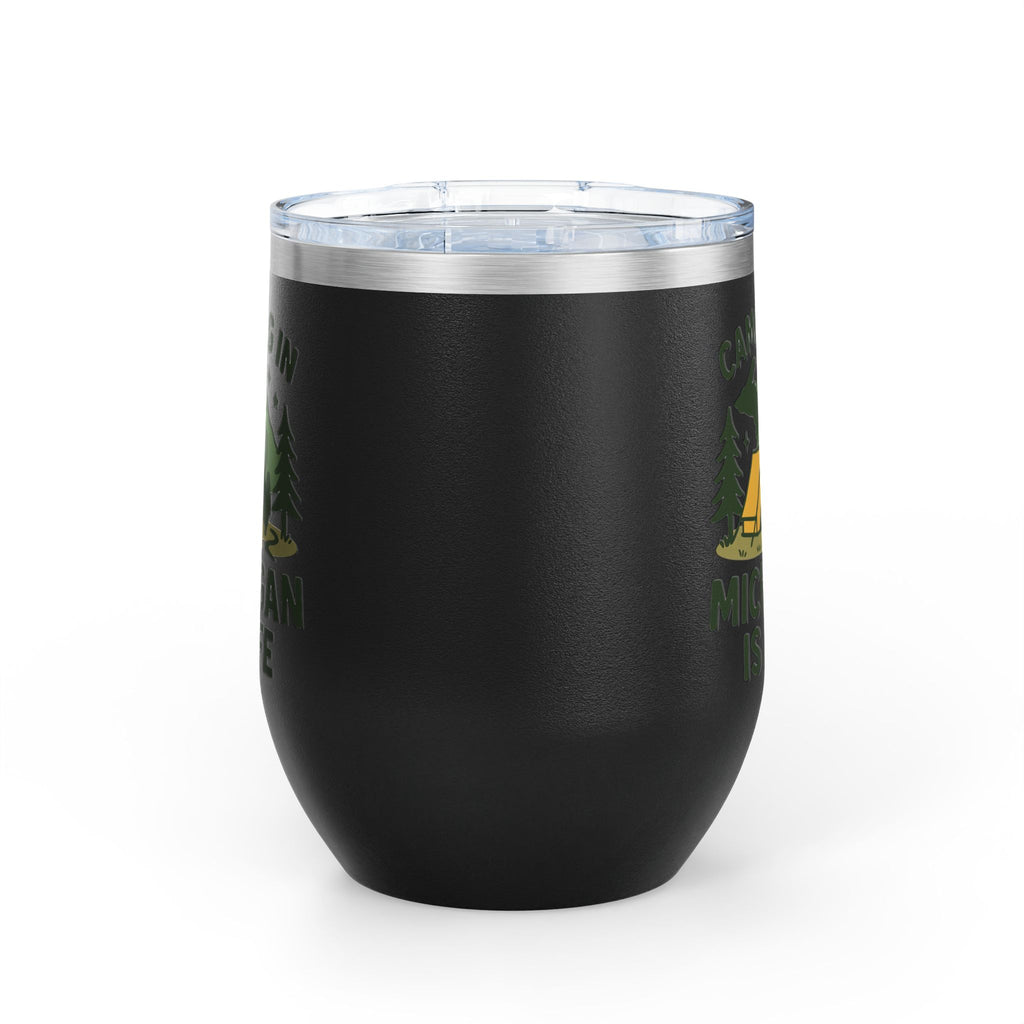 Camping in Michigan Wine Tumbler, 12oz - Perfect for Outdoor Lovers, Gifts for Campers, Travel Mug, Summer Picnics, Adventure Awaits