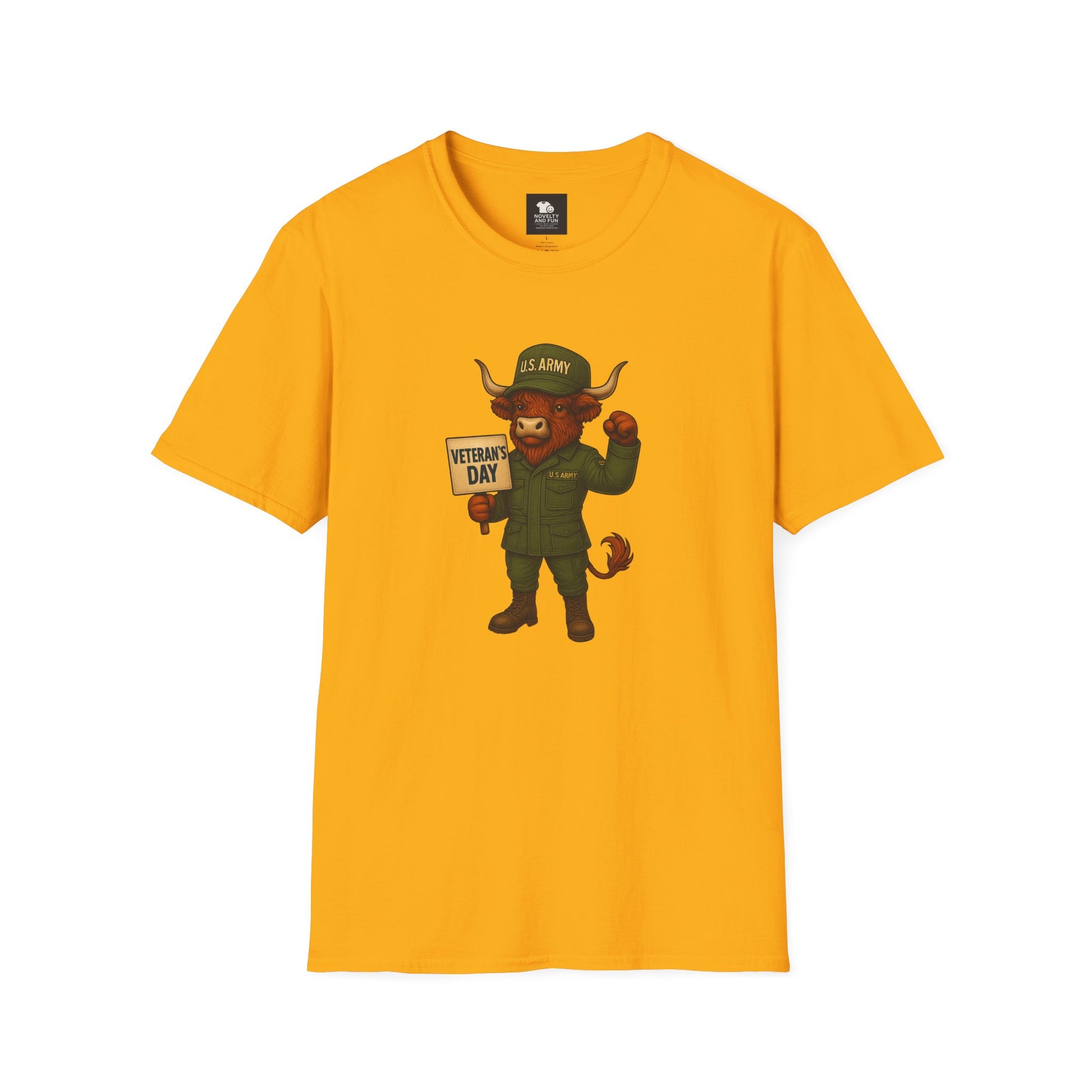 Veteran's Day Army Highland Cow T-Shirt
