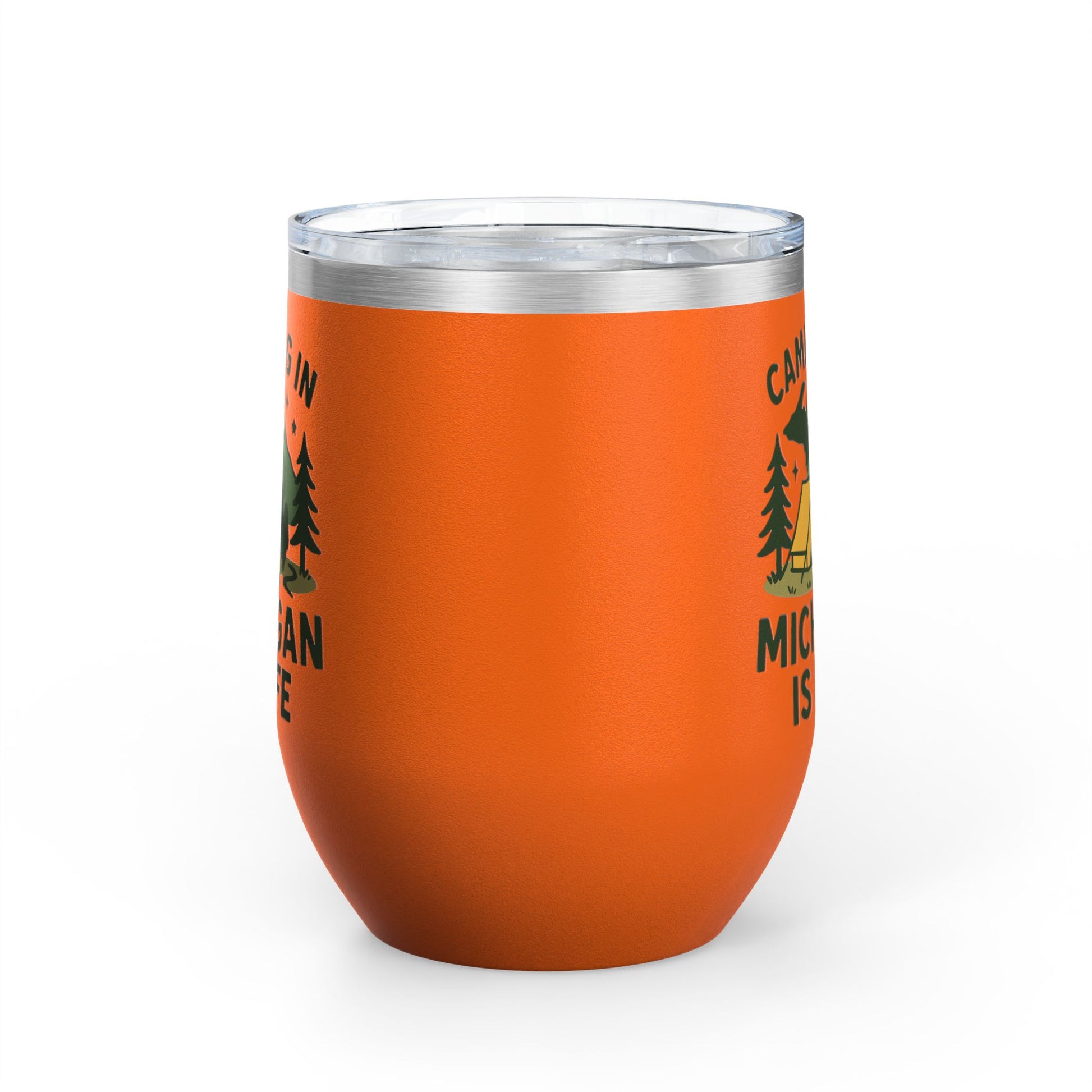 Camping in Michigan Wine Tumbler, 12oz - Perfect for Outdoor Lovers, Gifts for Campers, Travel Mug, Summer Picnics, Adventure Awaits