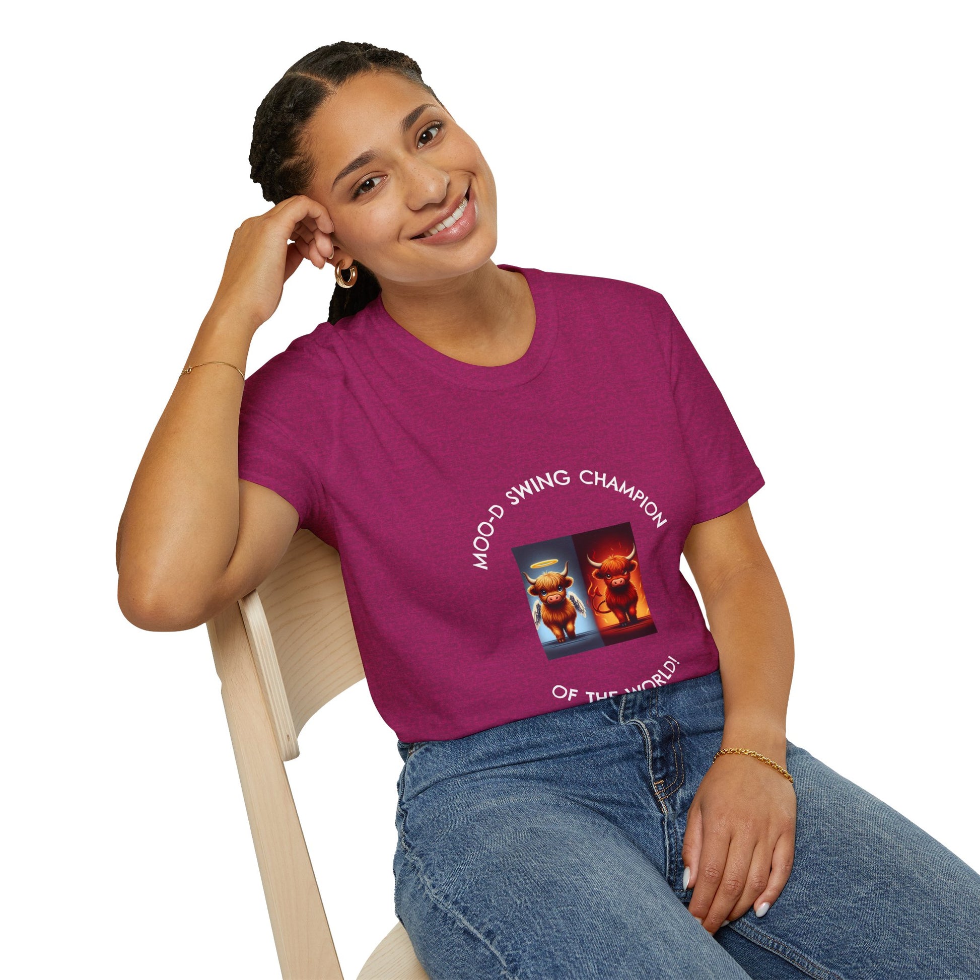 Highland Cow Mood Swings Tee - Holy Cow, Hell No, Fun Shirt, Cow Lover Gift,
