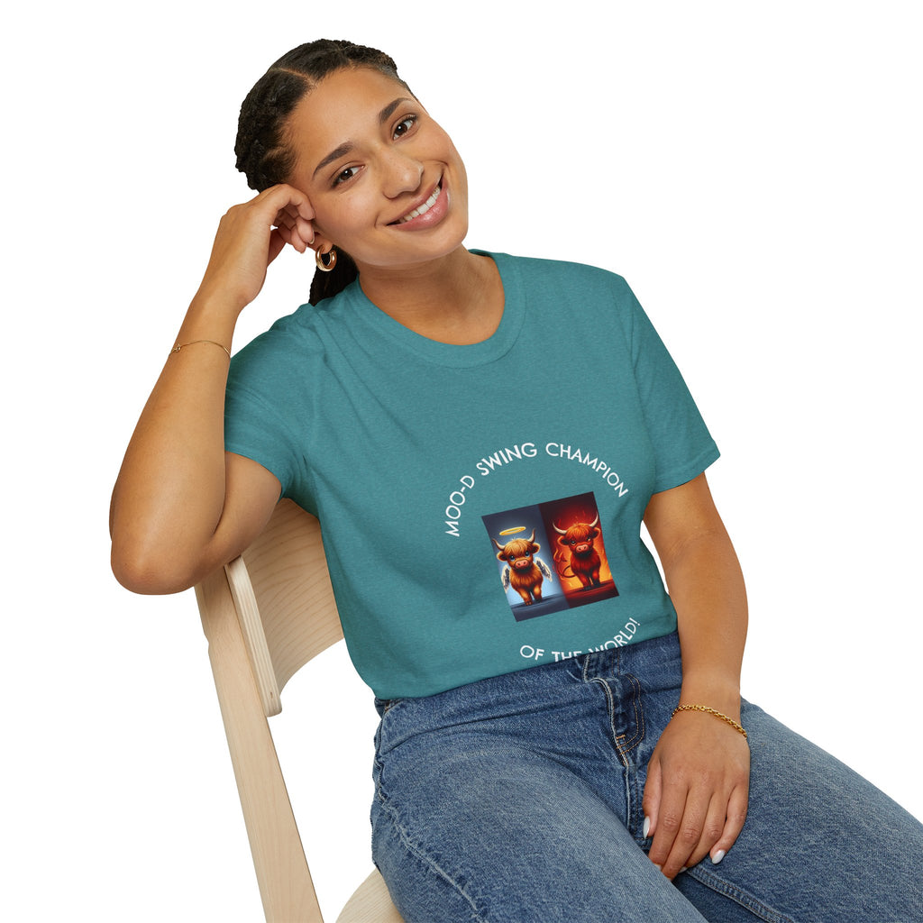 Highland Cow Mood Swings Tee - Holy Cow, Hell No, Fun Shirt, Cow Lover Gift,