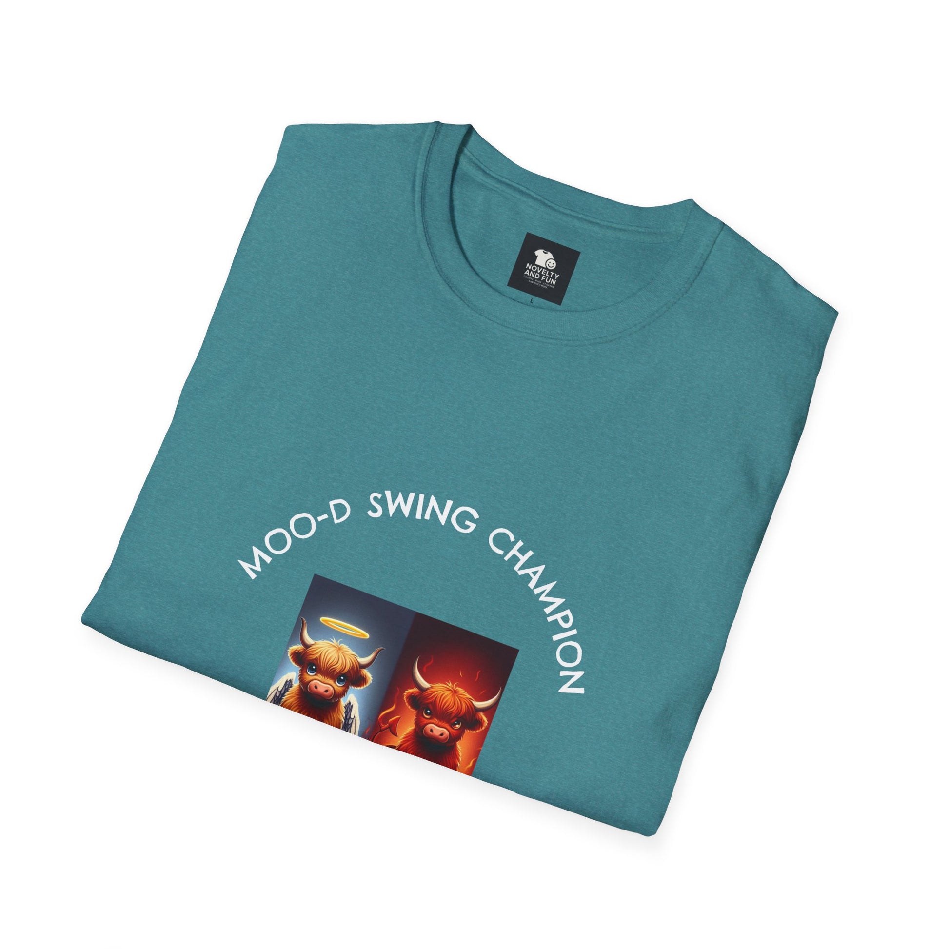 Highland Cow Mood Swings Tee - Holy Cow, Hell No, Fun Shirt, Cow Lover Gift,