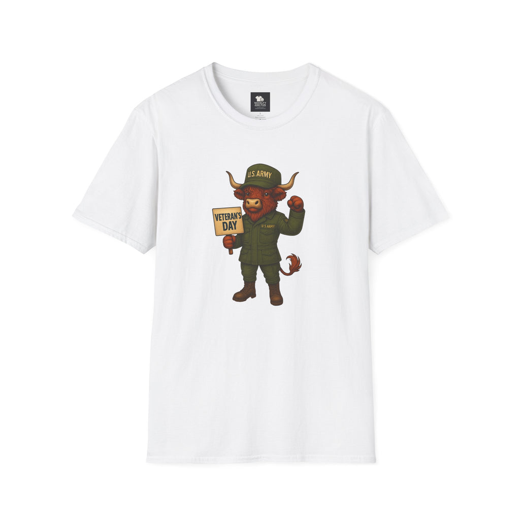 Veteran's Day Army Highland Cow T-Shirt