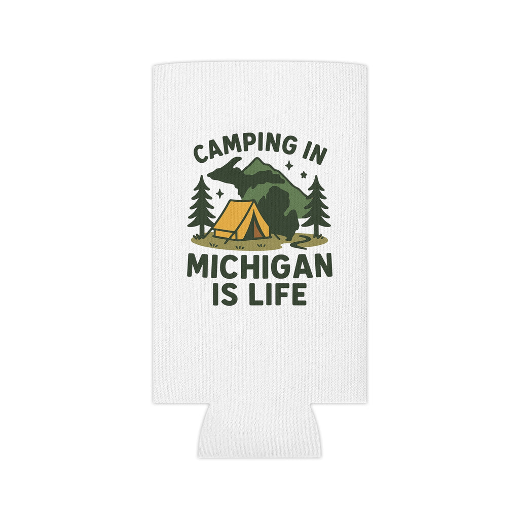Camping Can Cooler, Michigan Camping Gift, Outdoor Beverage Holder, Summer BBQ Coolie, Hiking Party Accessories, Adventure Gear