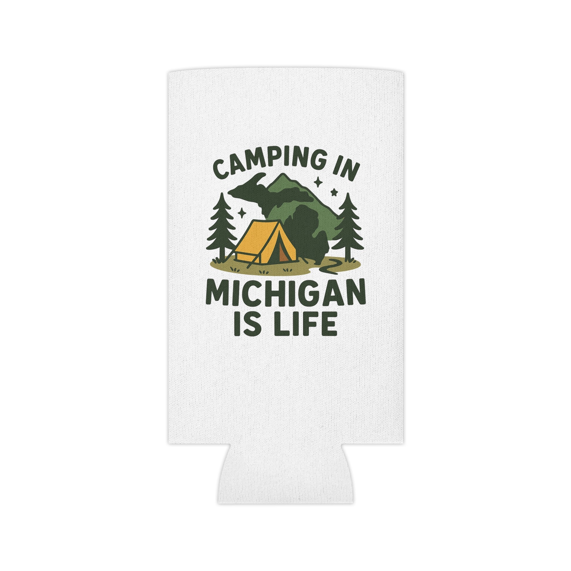 Camping Can Cooler, Michigan Camping Gift, Outdoor Beverage Holder, Summer BBQ Coolie, Hiking Party Accessories, Adventure Gear