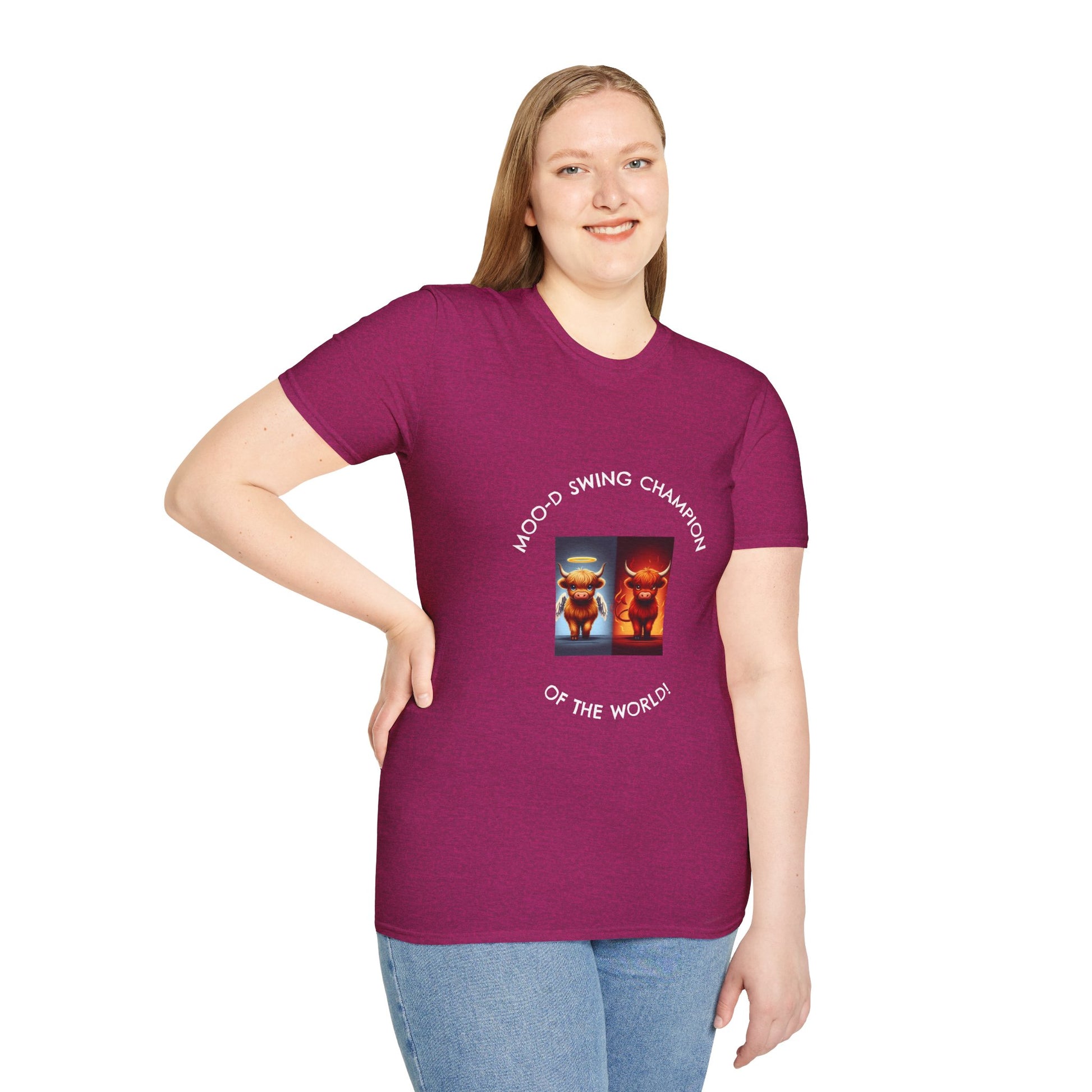 Highland Cow Mood Swings Tee - Holy Cow, Hell No, Fun Shirt, Cow Lover Gift,