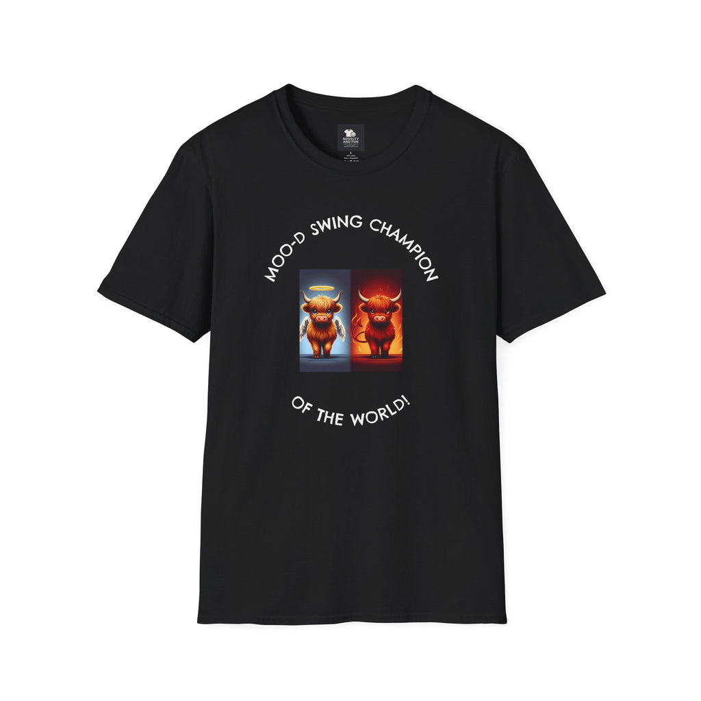 Highland Cow Mood Swings Tee - Holy Cow, Hell No, Fun Shirt, Cow Lover Gift,
