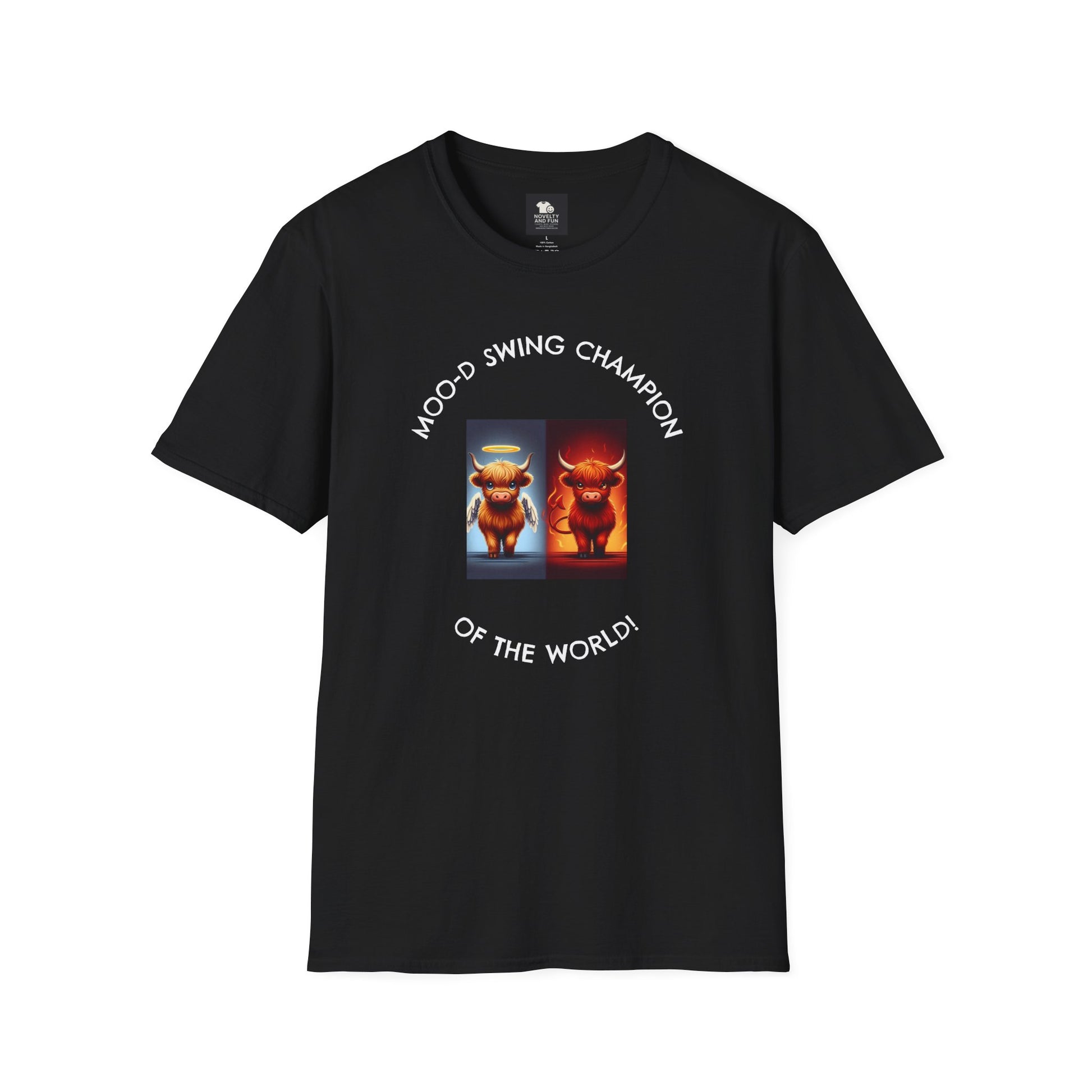 Highland Cow Mood Swings Tee - Holy Cow, Hell No, Fun Shirt, Cow Lover Gift,