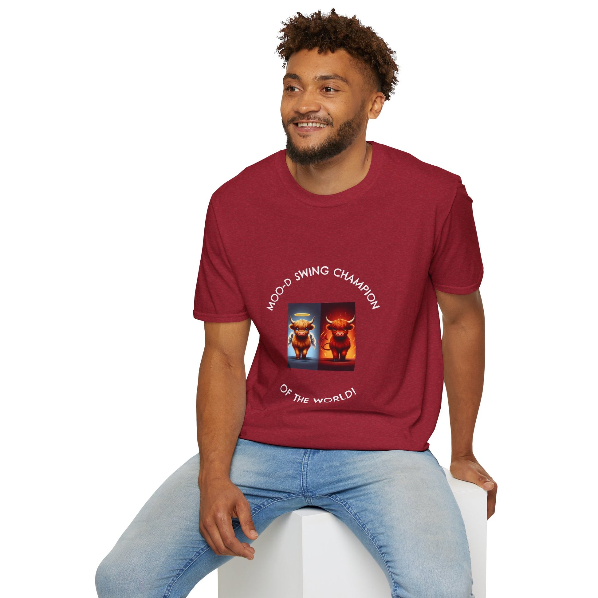 Highland Cow Mood Swings Tee - Holy Cow, Hell No, Fun Shirt, Cow Lover Gift,