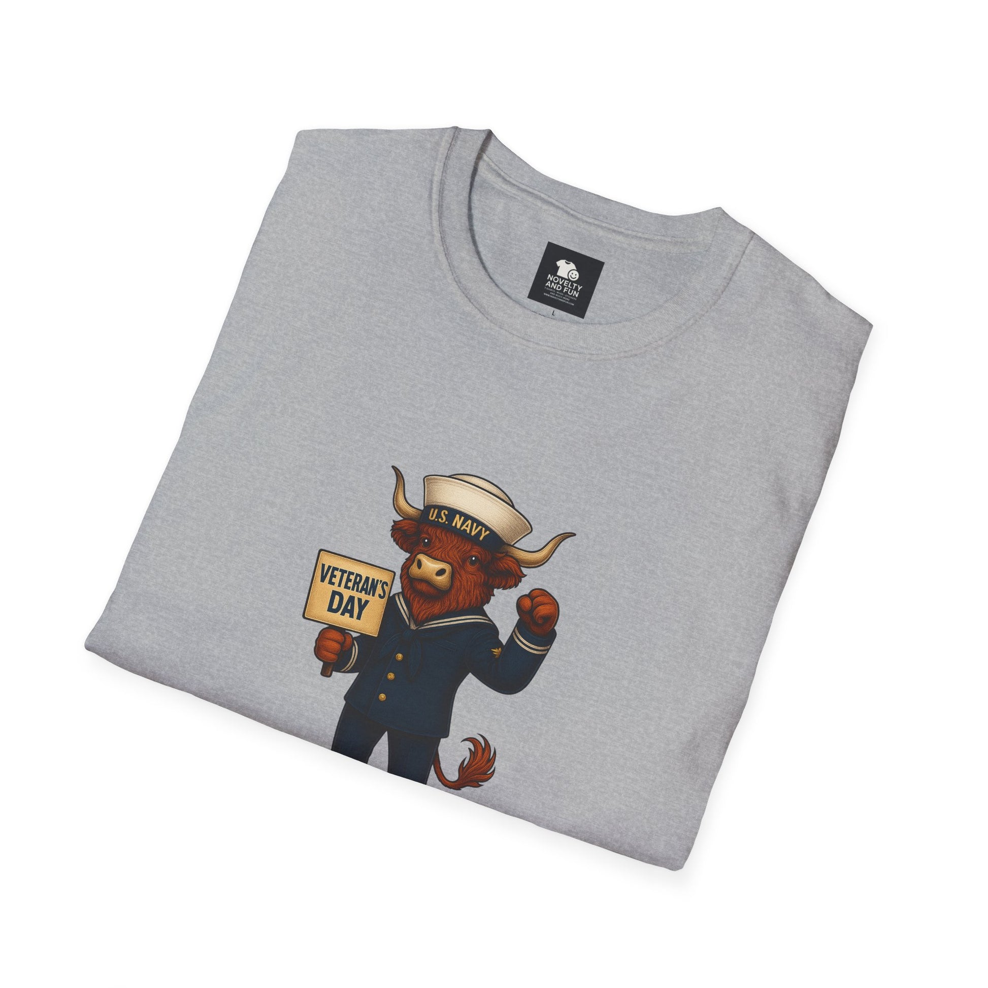 Veteran's Day Navy Highland Cow T-Shirt