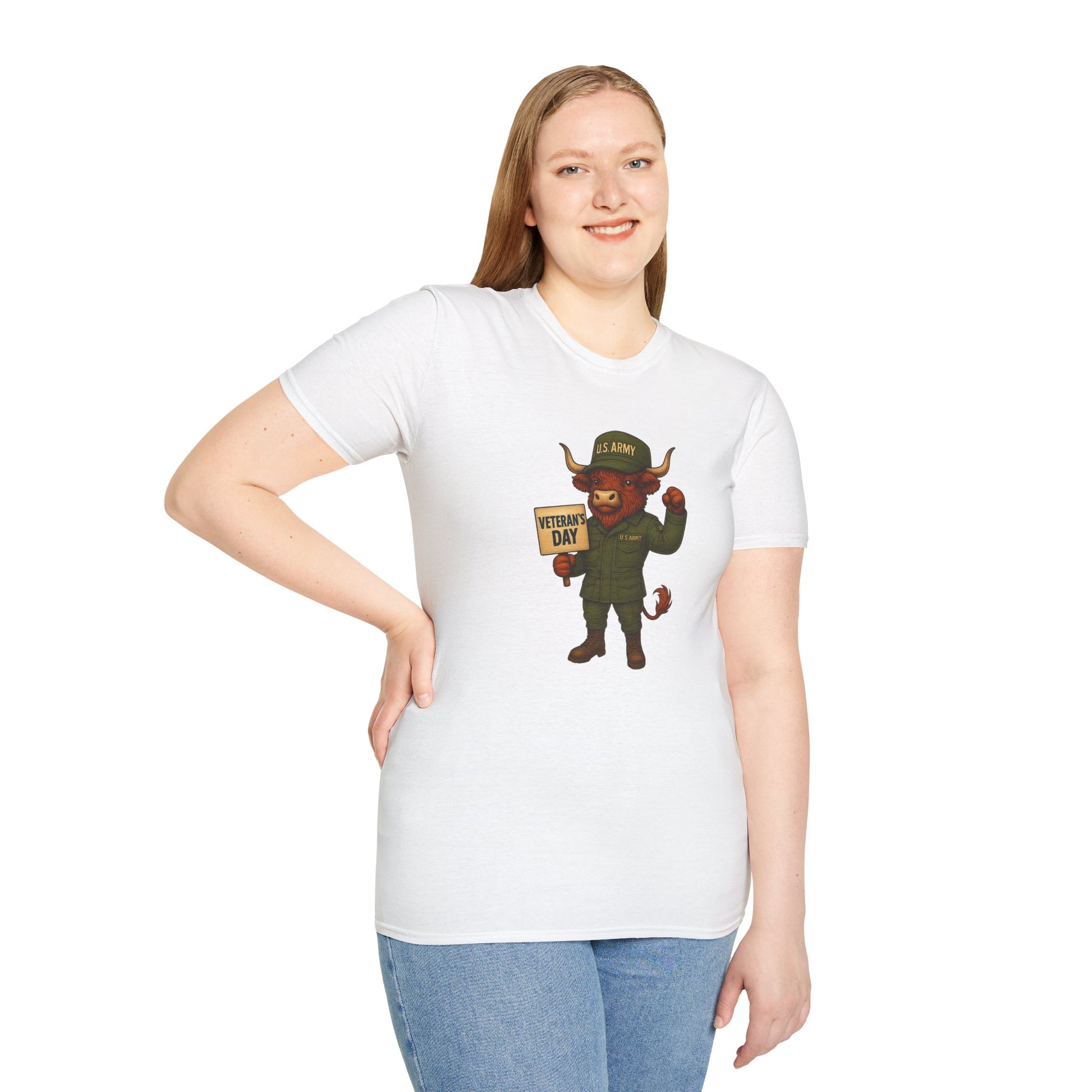 Veteran's Day Army Highland Cow T-Shirt